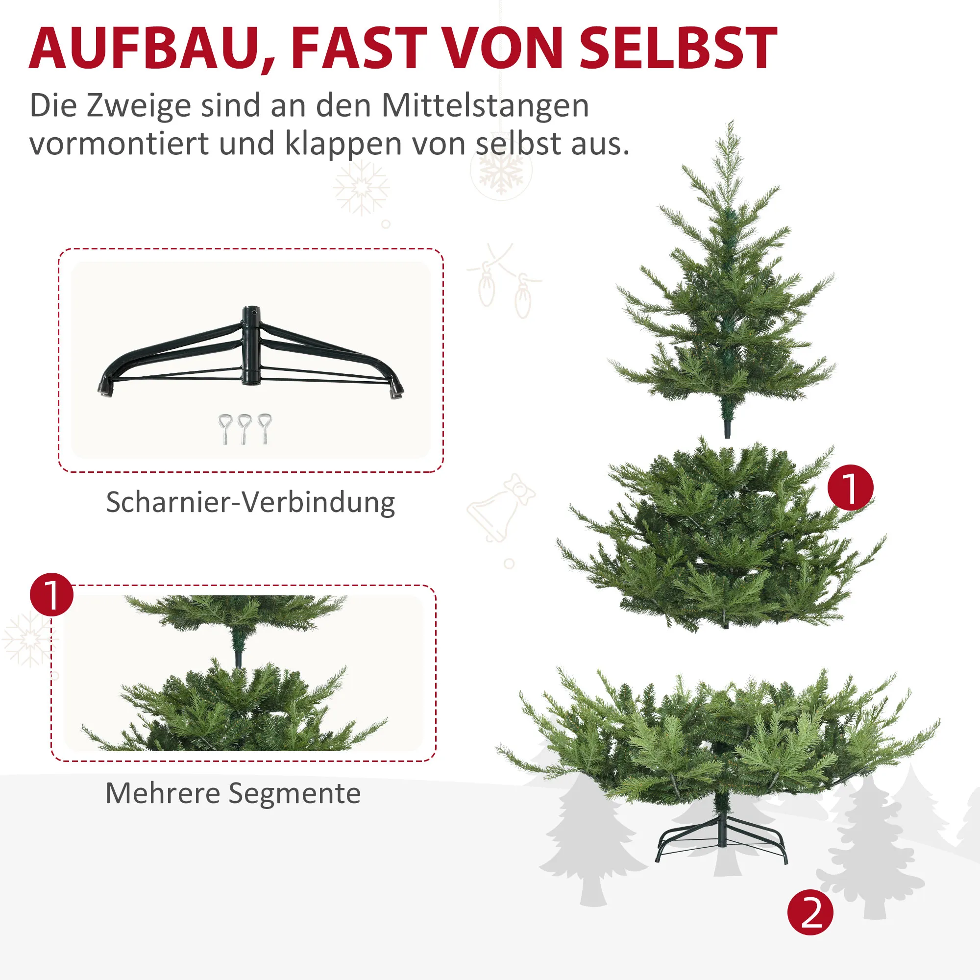 Kunsttanne Weihnachtsbaum realistisch Kunststoff Grün 180 cm