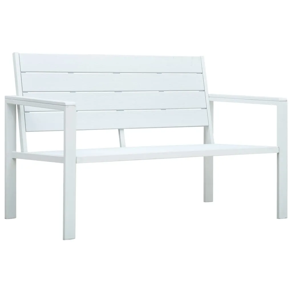 Gartenbank Weiß 120 x 64 x 78 cm aus robustem HDPE mit Stahlgestell
