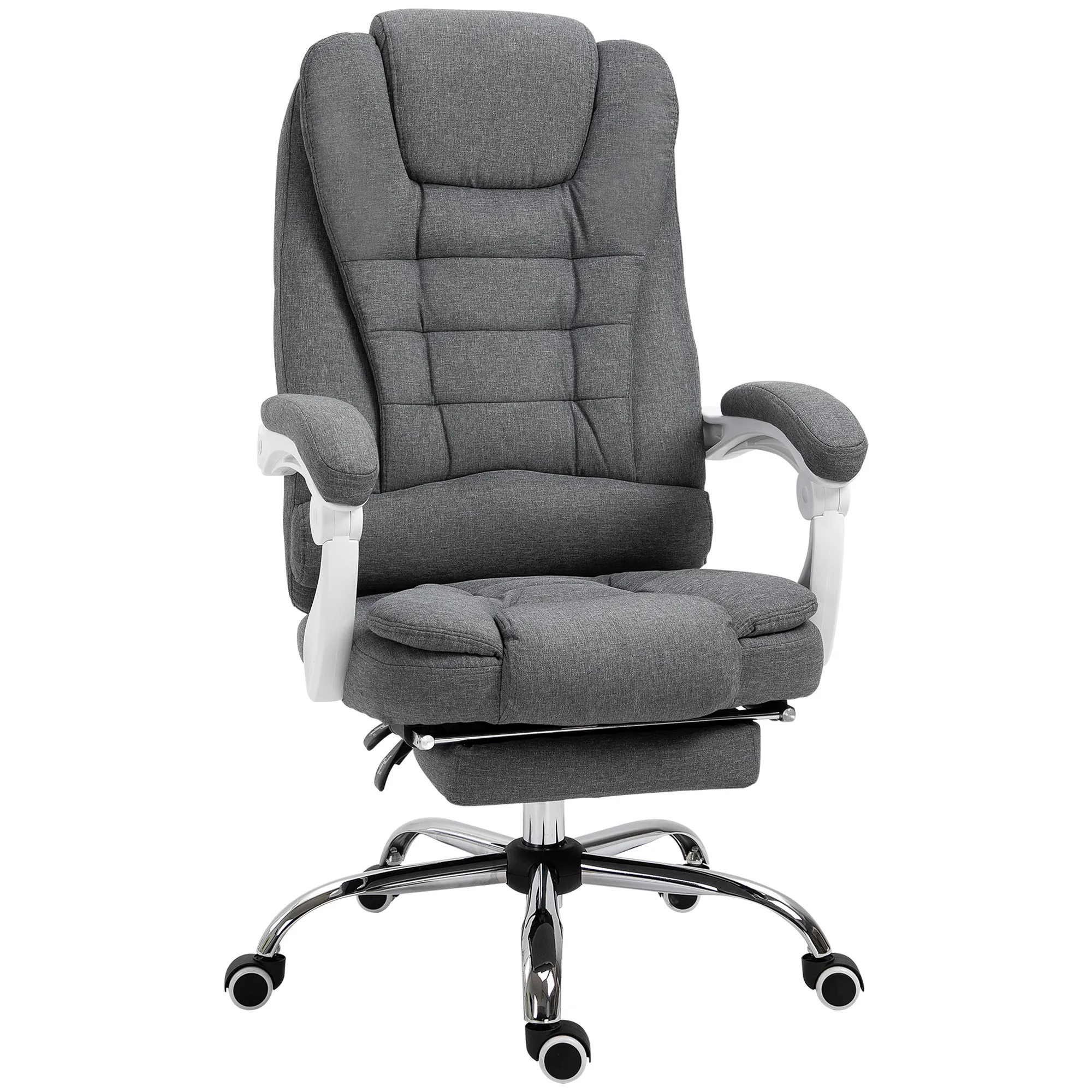 Bürostuhl Grau+Weiß 65L x 70B x 110-118H cm mit Fußstütze