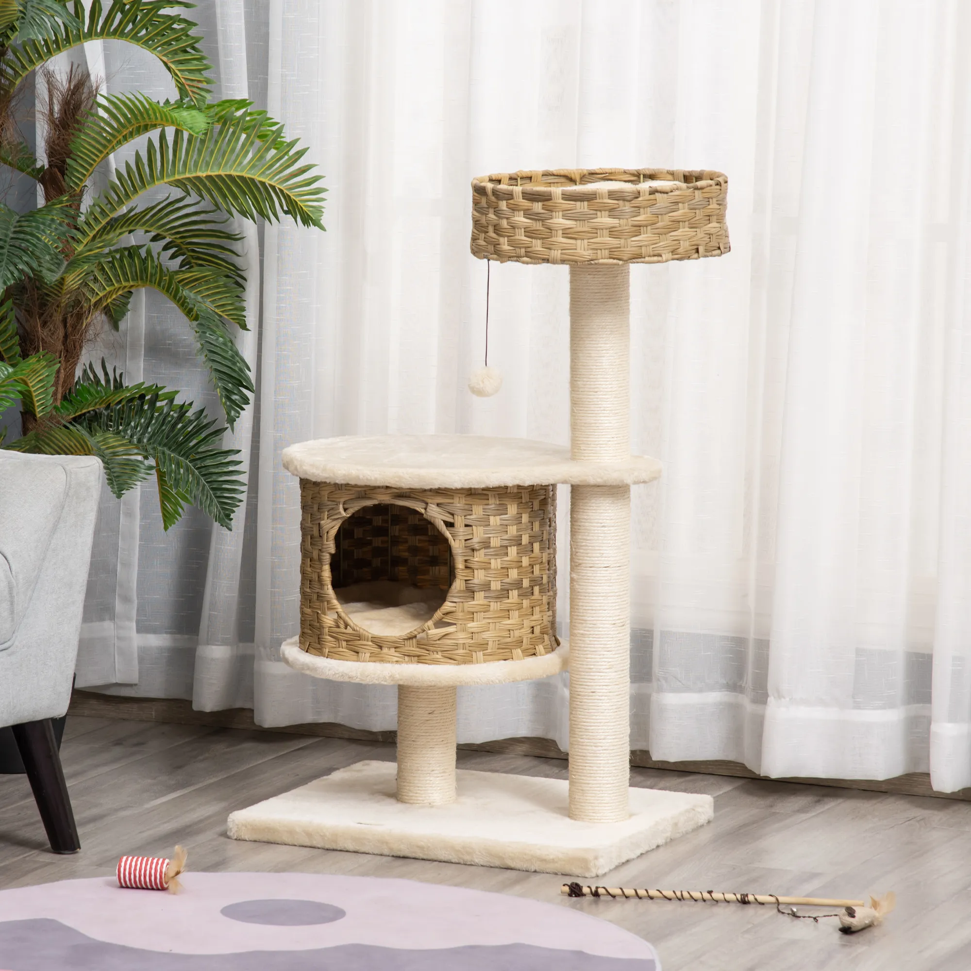 Katzenkratzbaum Natur+Beige 55L x 47B x 95H cm
