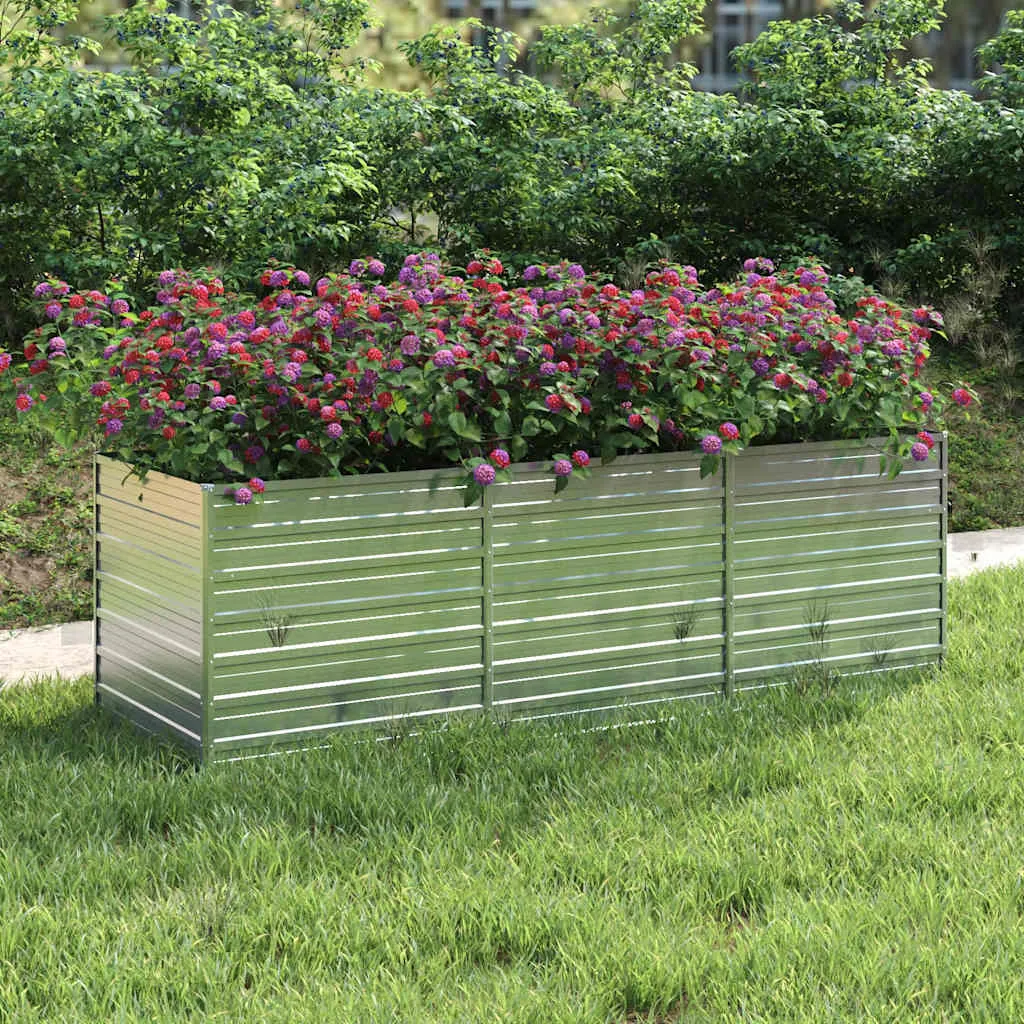 Hochbeet aus verzinktem Stahl 240 x 80 x 77 cm silbern