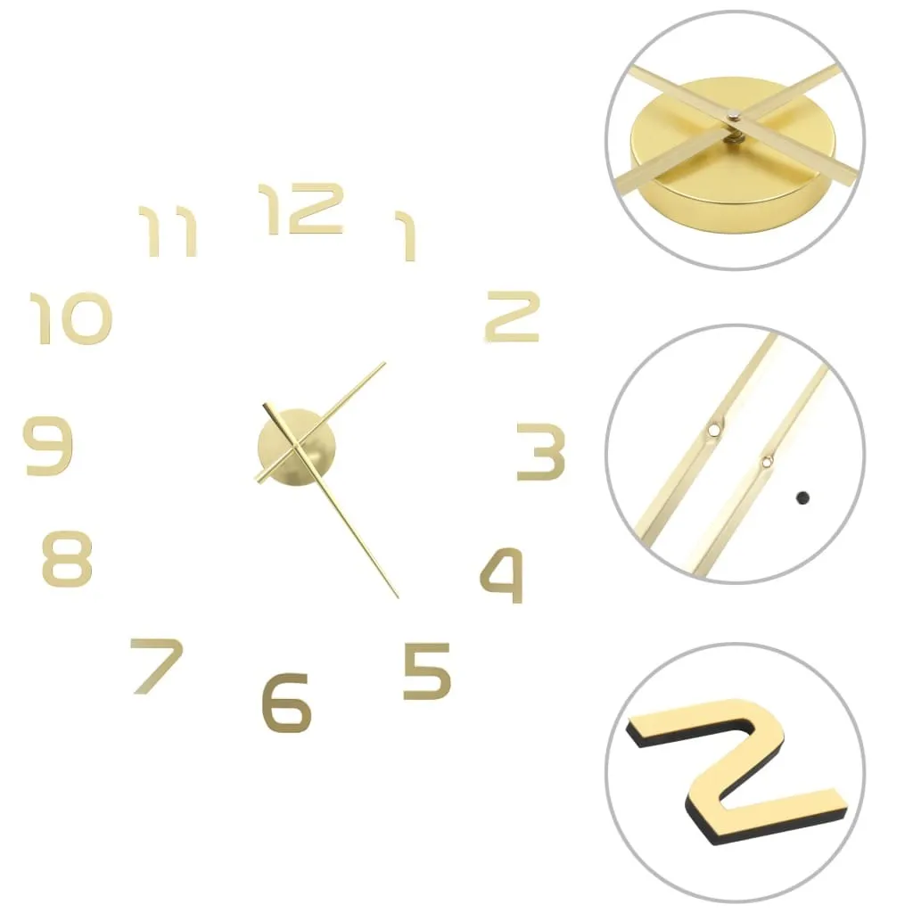 tinkaro 3D-Wanduhr CALLUM Ethylen-Vinylacetat XXL-Uhr Golden