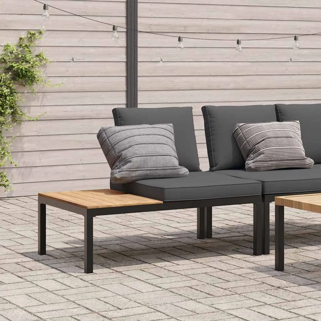 Gartenbank Schwarz 110 x 73 x 73 cm mit Kissen und Beistelltisch
