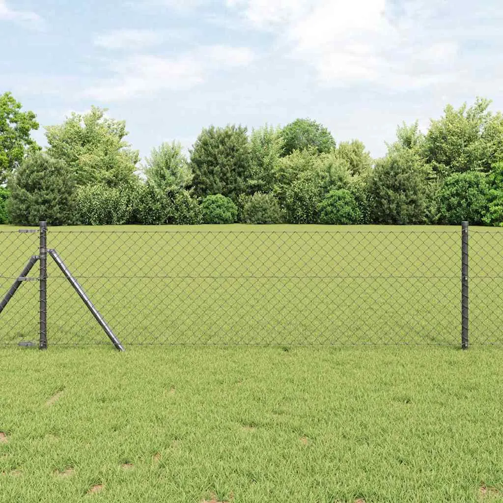 Zaunpfosten-Set aus Stahl und PVC 2500x3,2x80 cm Grau