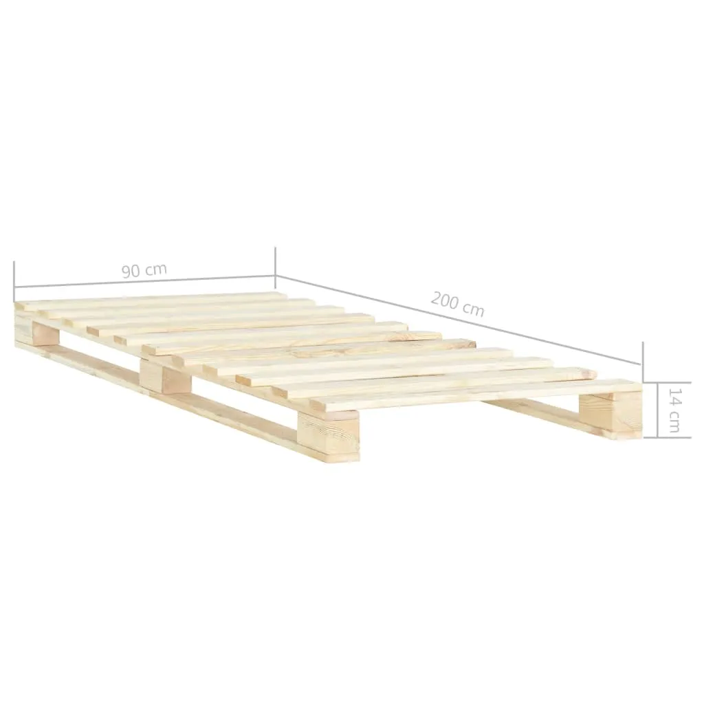 Paletten-Bettrahmen Naturholz 200 x 90 x 14 cm in Natur