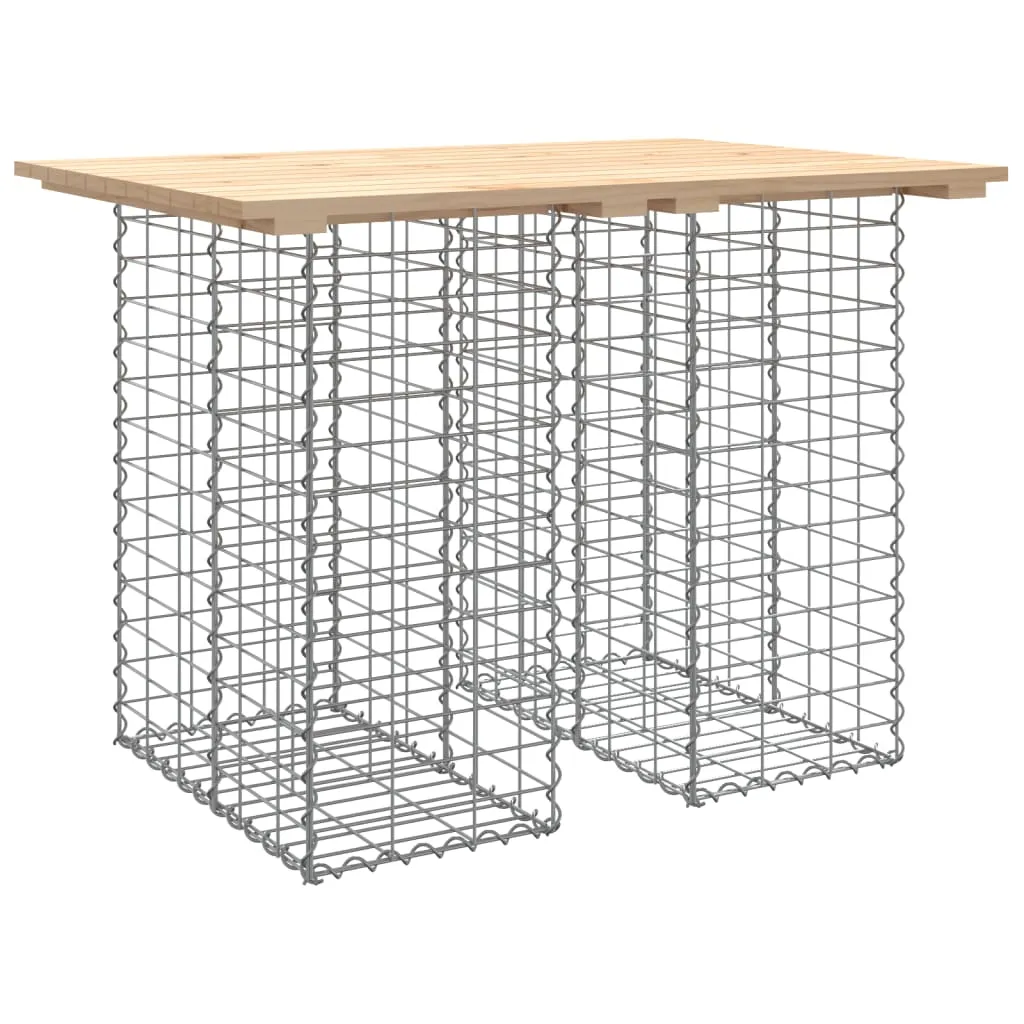 Gartentisch aus Gabionen 100x70x72 cm Massivholz Kiefer