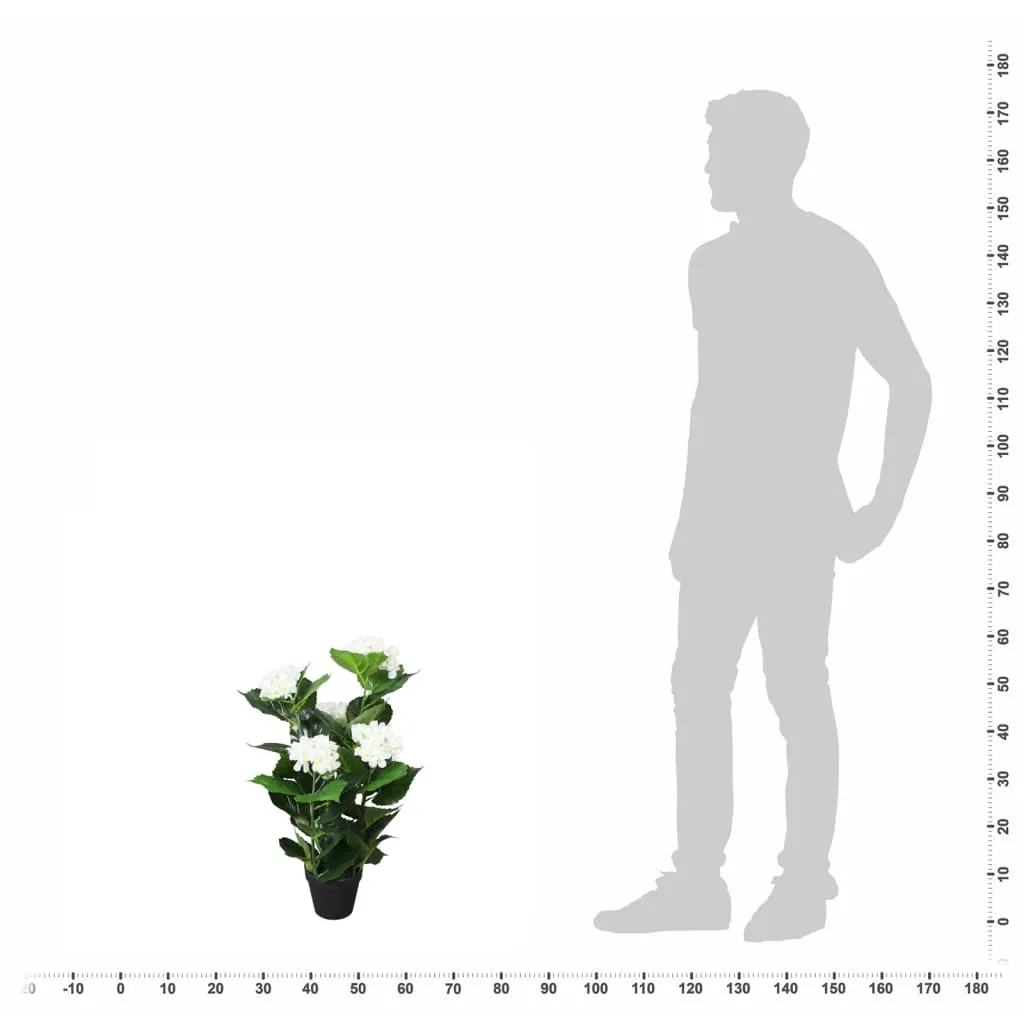 Künstliche Hortensie 60 cm in Weiß mit 51 Blättern und 5 Blüten