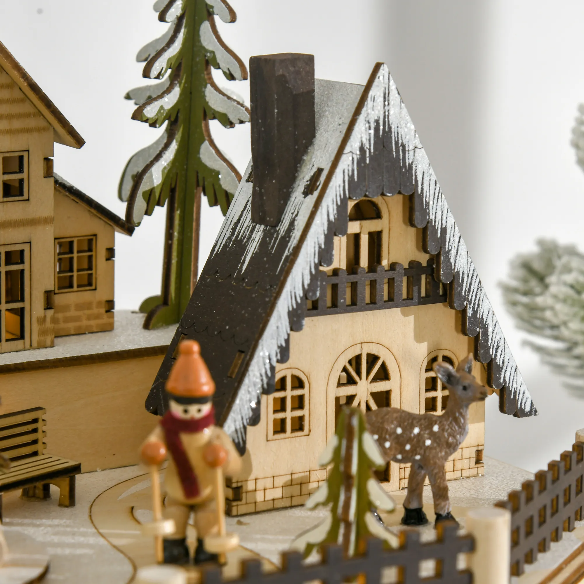 Adventskalender Adventskalenderbox Weihnachtsdekoration, LED-Lichter, 24 Schubladen, Natur