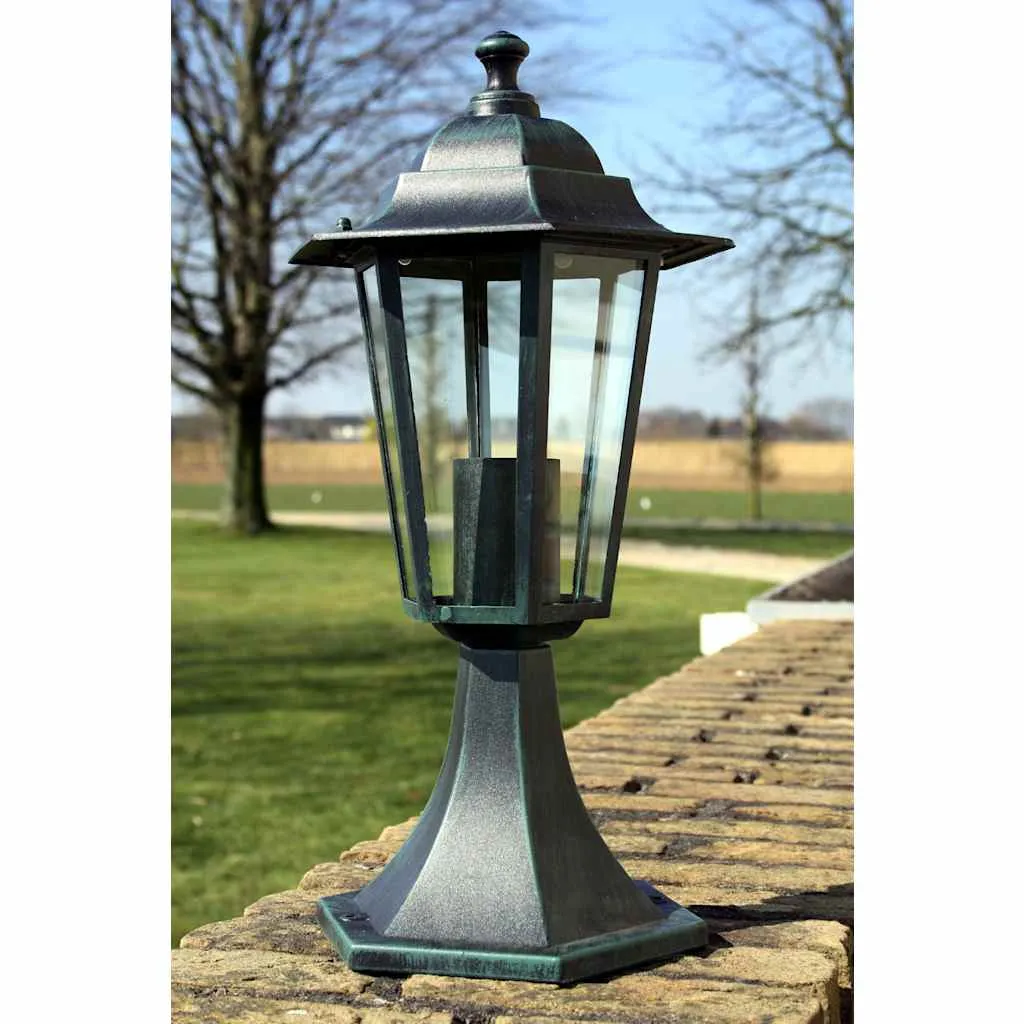 2er Set Gartenleuchten 41 cm Dunkelgrün und Schwarz Aluminium Glas