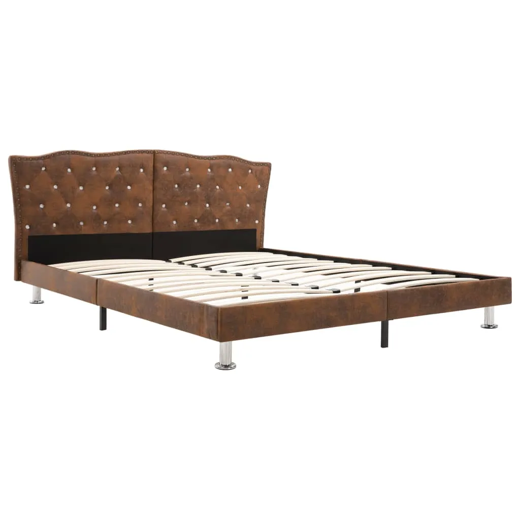 Bettgestell Braun Wildleder-Optik 180x200 cm