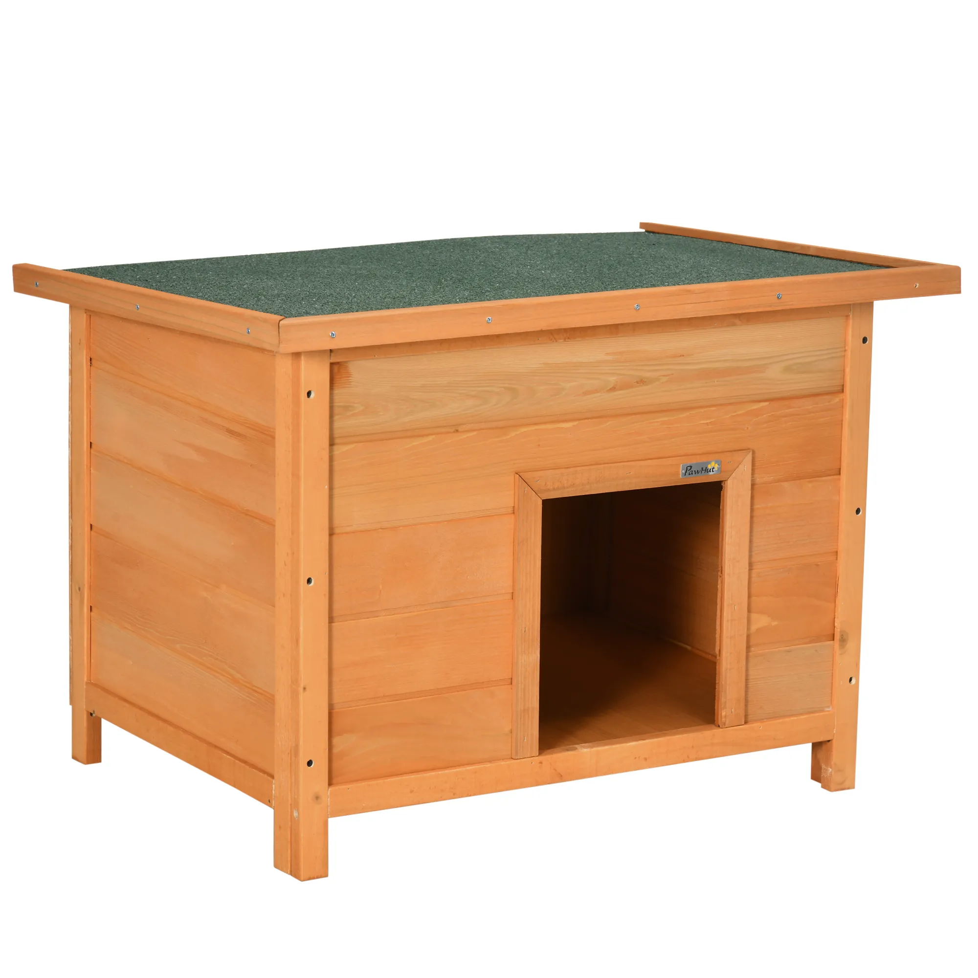 Hundehütte aus lasiertem Tannenholz, L82 x B58 x H58 cm, Natur+Grün