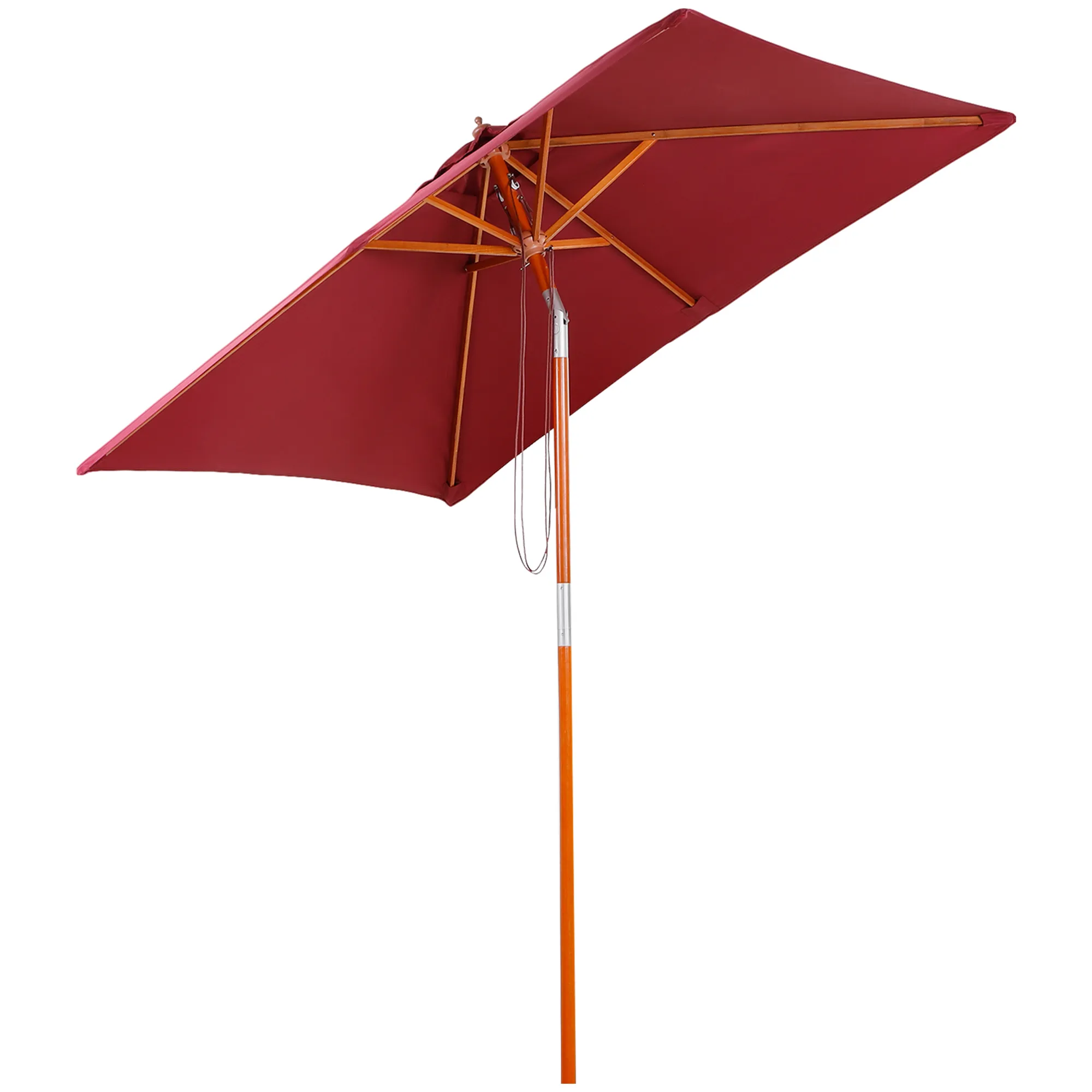 Rechteckiger Sonnenschirm 200x150x235 cm Weinrot mit Neigungsvorrichtung