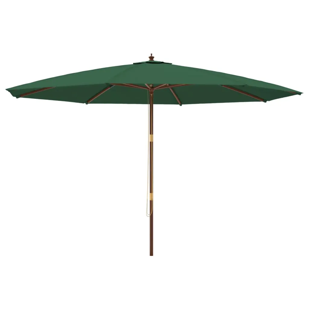 Grüner Sonnenschirm 400 x 273 cm mit Naturholzgestell