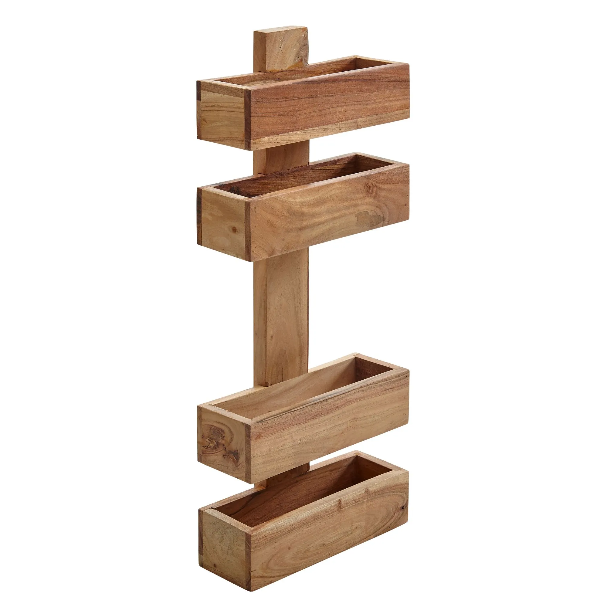 tinkaro Zeitungsständer eckig NATALE Massivholz Akazie Magazinhalter Braun