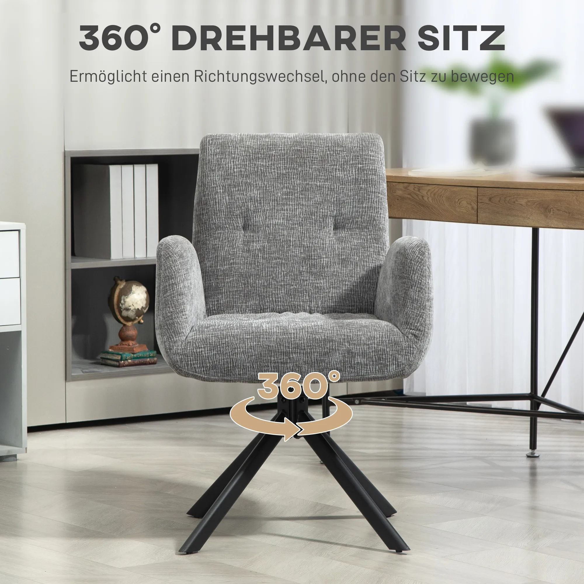 Bequemer Polstersessel Dunkelgrau 60B x 61T x 88H cm