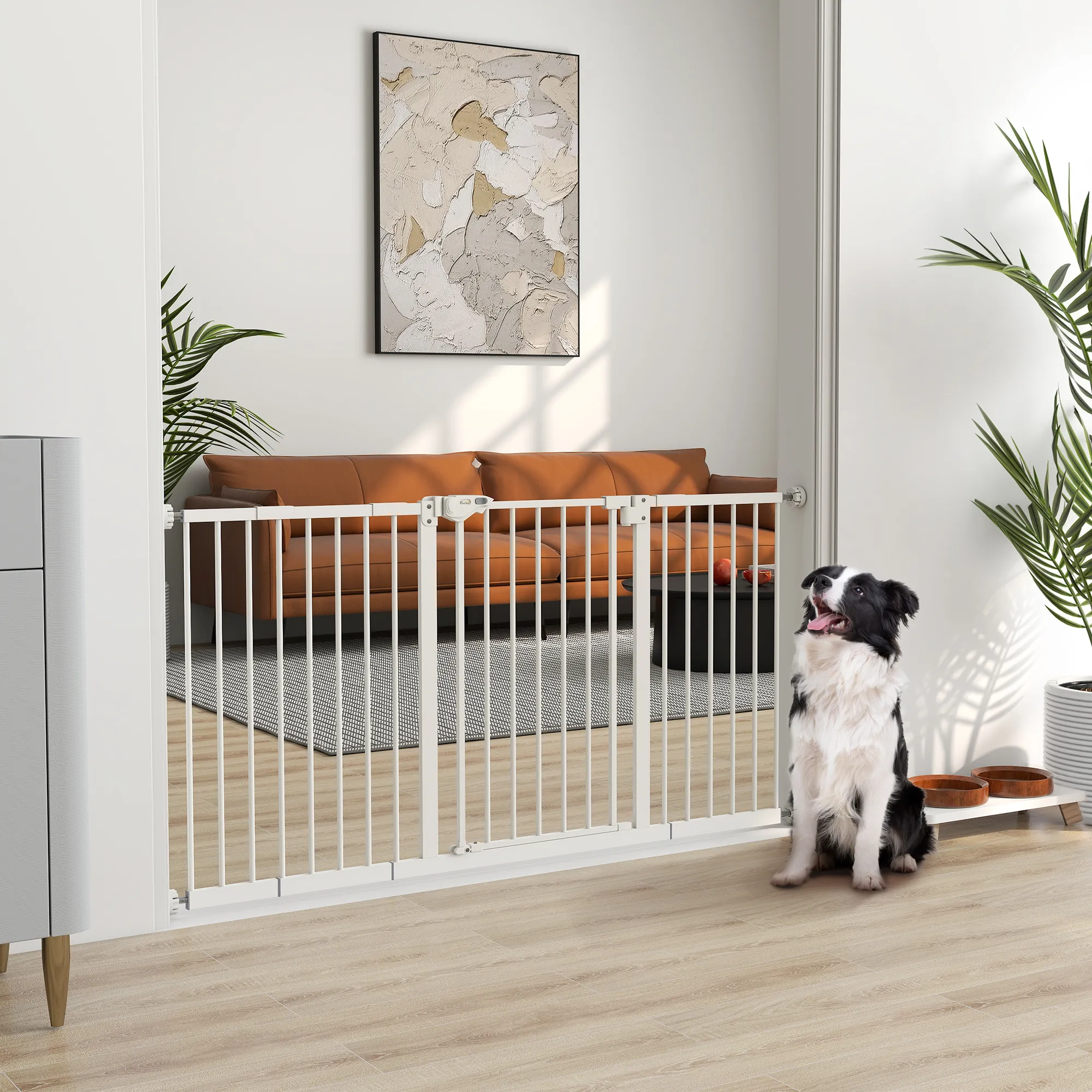 Hunde-Absperrgitter Metall erweiterbar 136x76cm Weiß