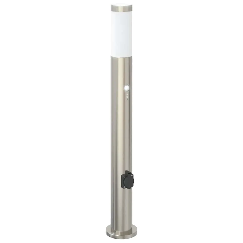 Pollerleuchte mit Sensor&Steckdose 80 cm Edelstahl IP44