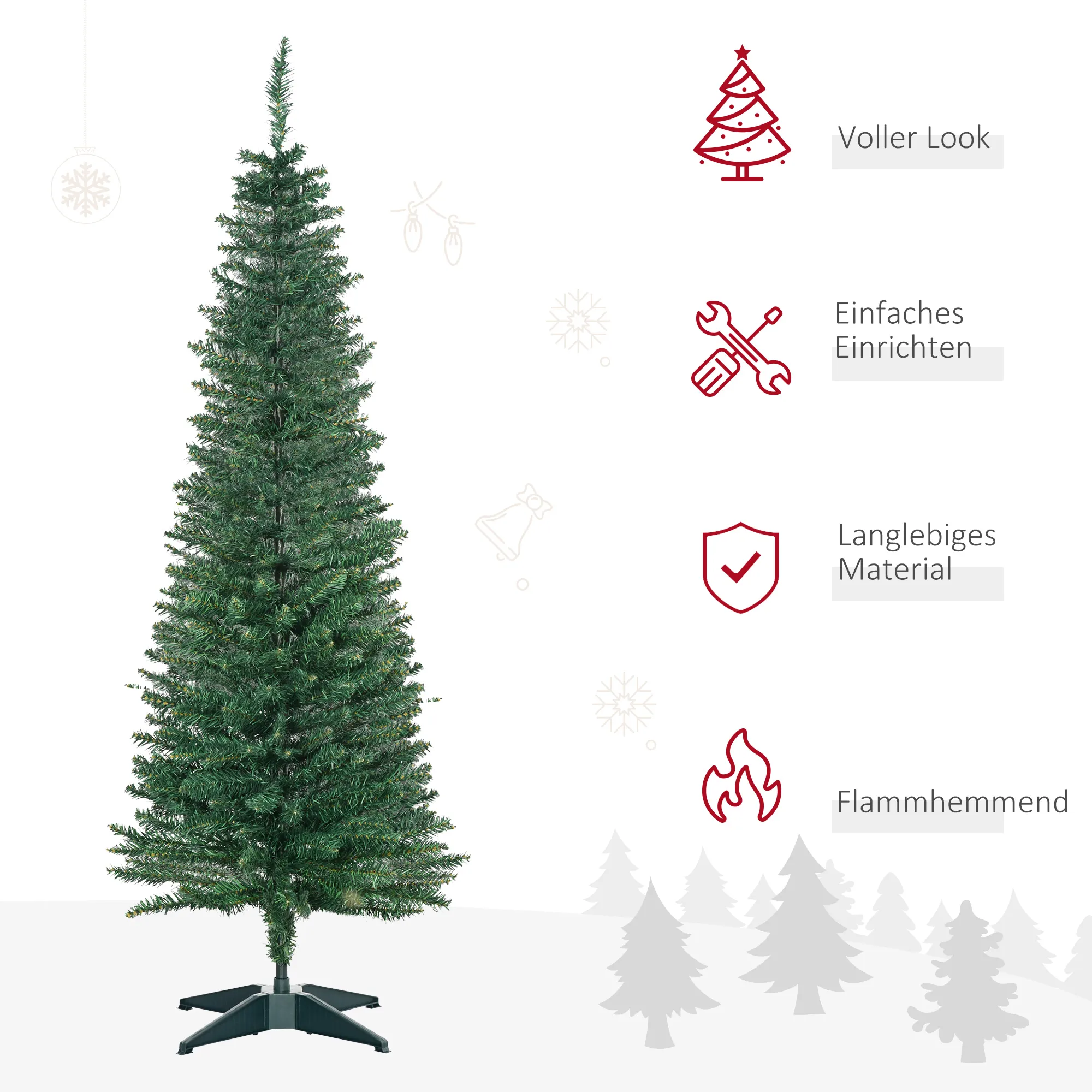Künstlicher Weihnachtsbaum Tanne 1,5 m Kunststoff Grün mit Ständer