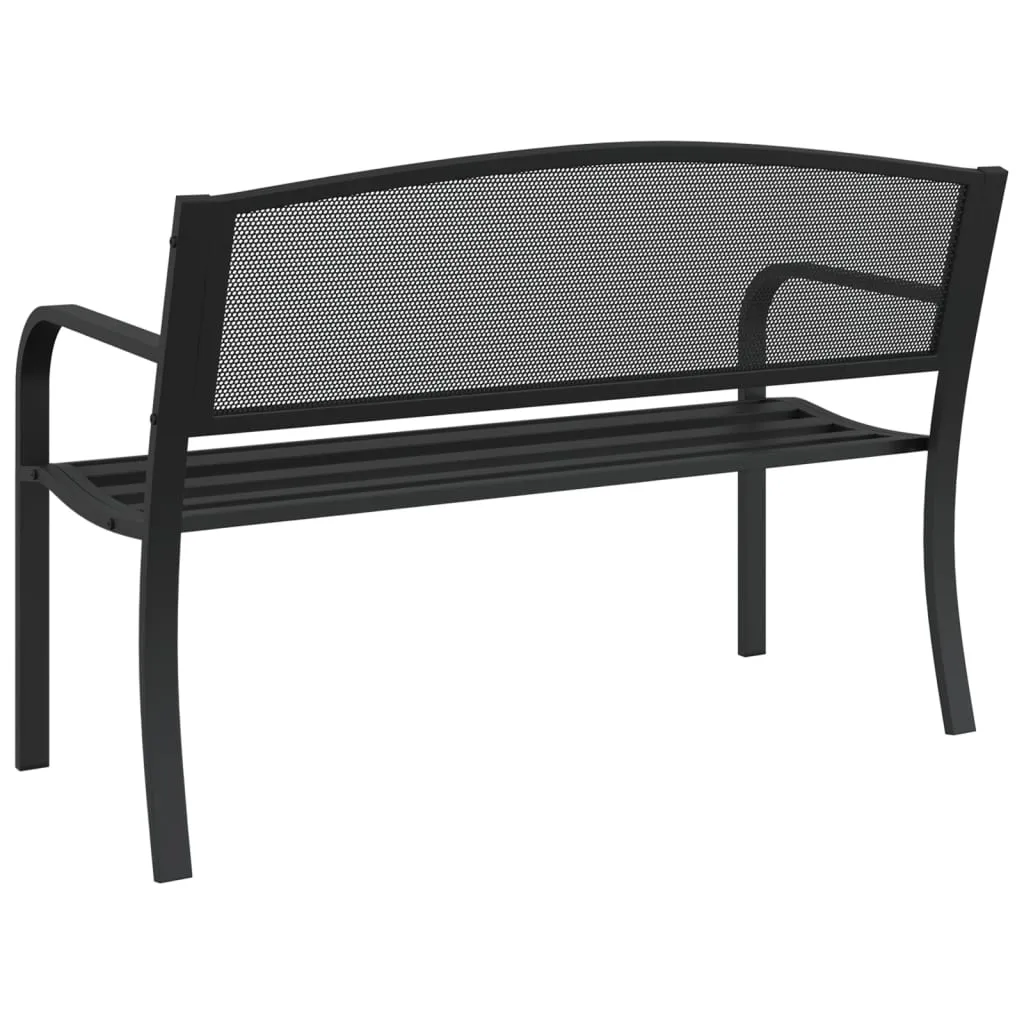 Gartenbank aus pulverbeschichtetem Stahl 119x52x82 cm Schwarz