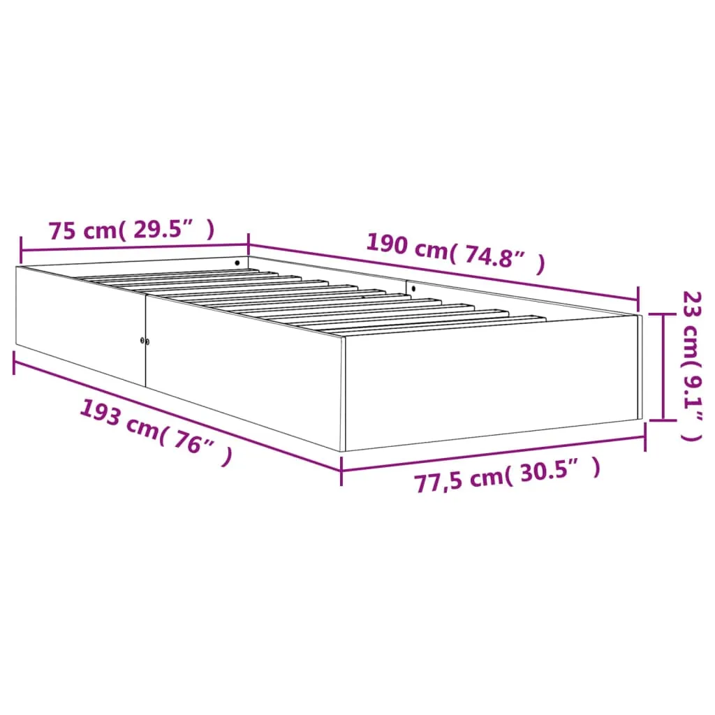 Holzbett 193 x 77,5 x 23 cm in Wachsbraun