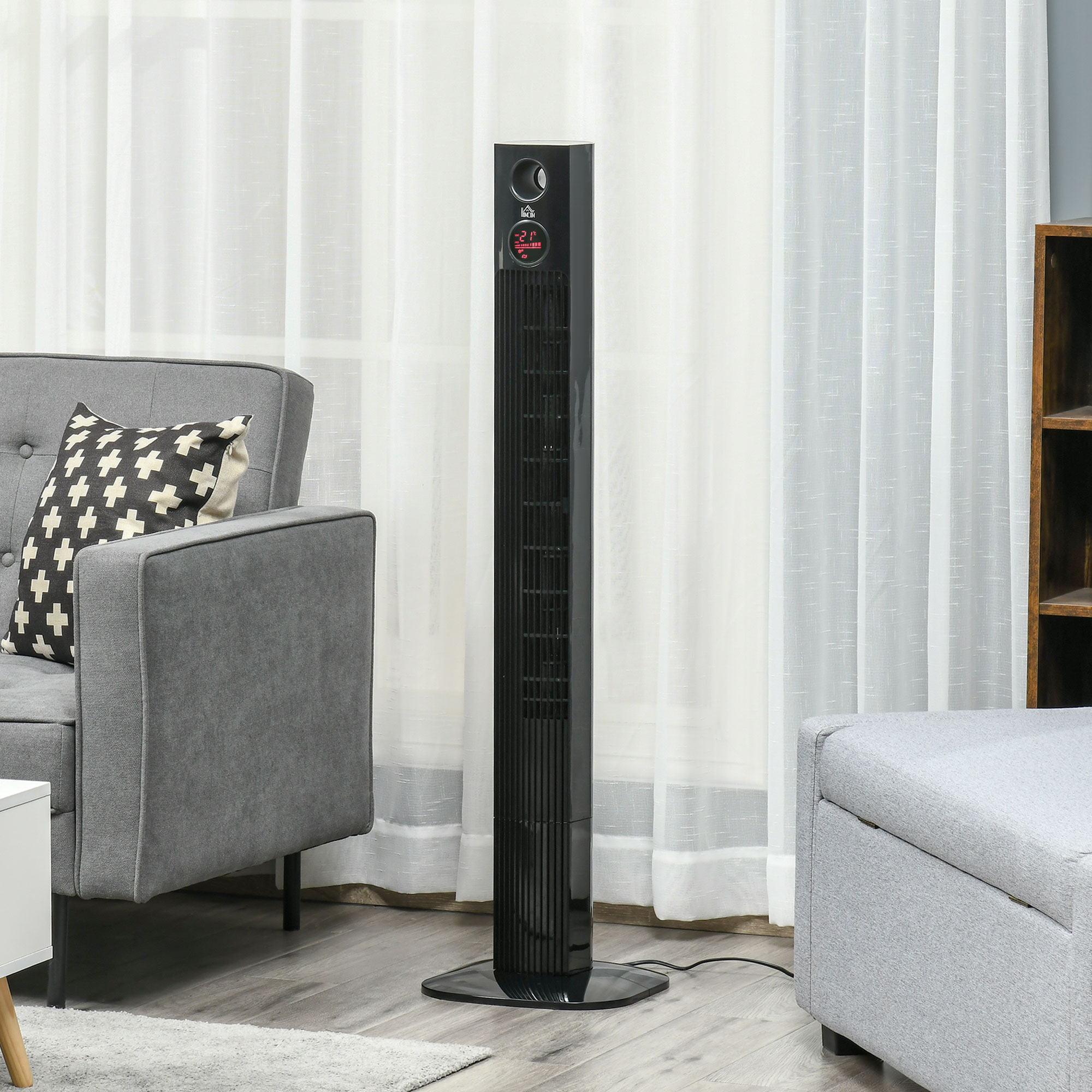 Leiser Tischventilator 31,5L x 31,5B x 117H cm Schwarz