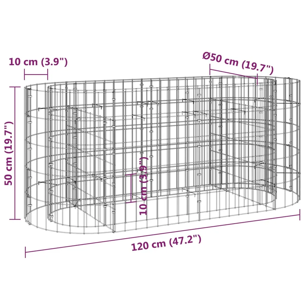 Gabionen-Hochbeet 120x50x50 cm Silber verzinktes Eisen