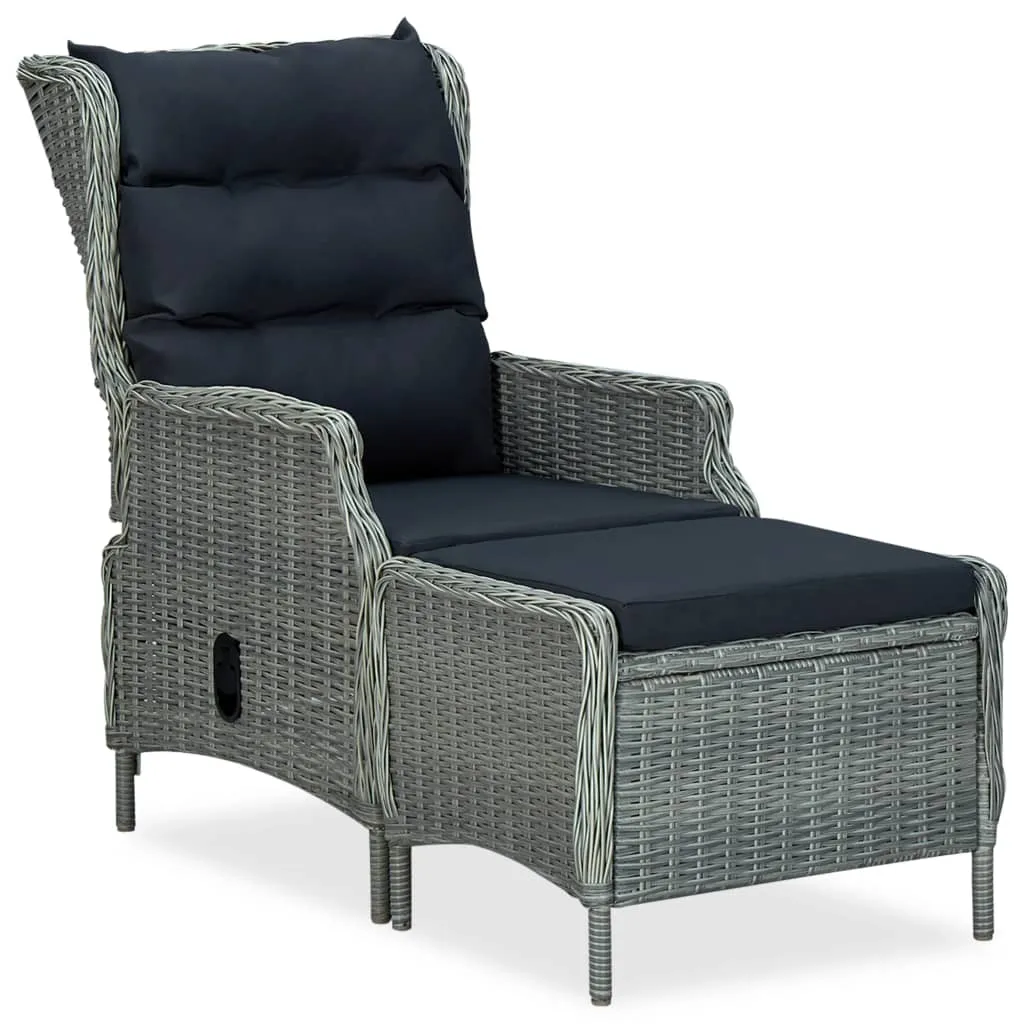 Gartensessel Hellgrau aus rundem PE-Rattan 57x88x100 cm