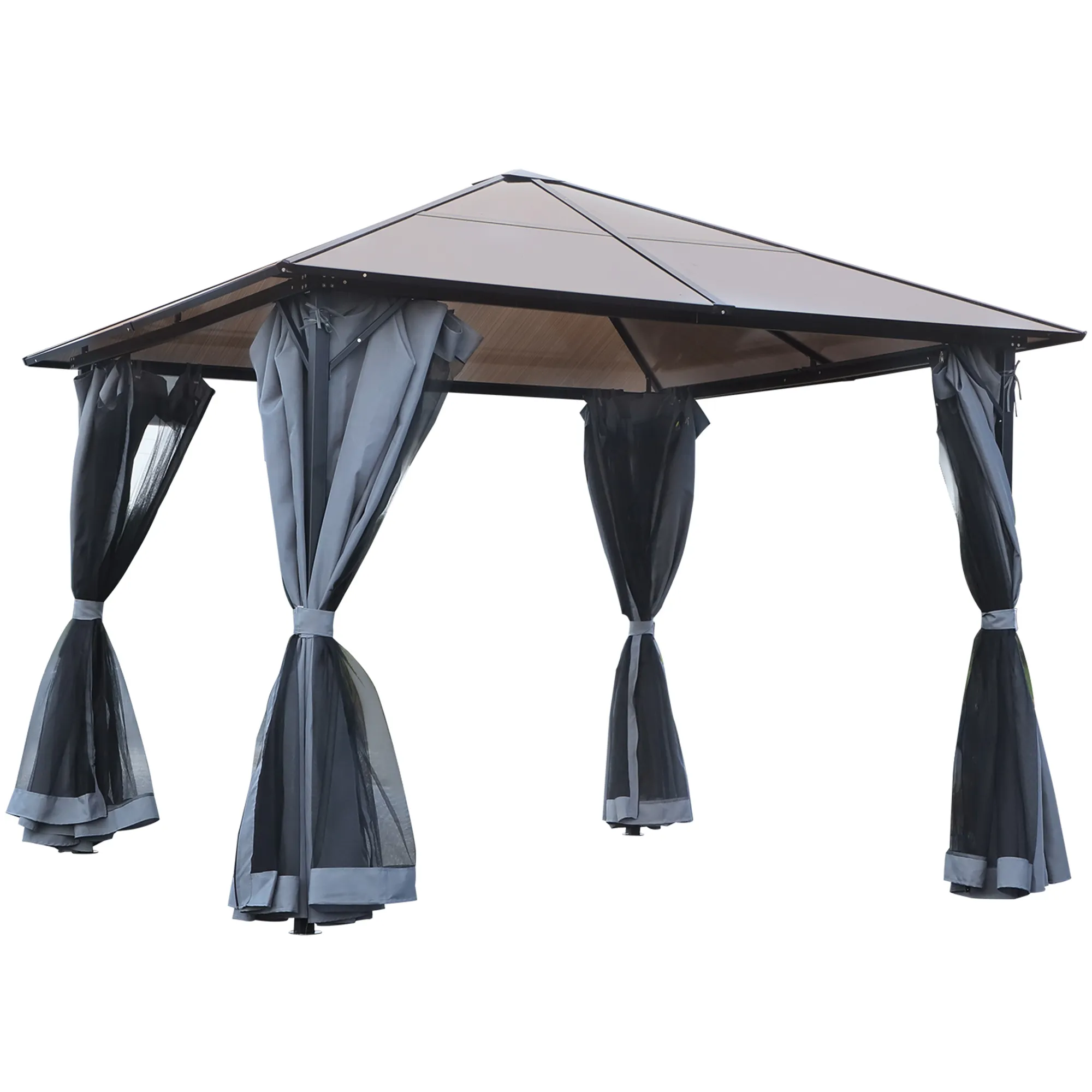 Hardtop-Gartenpavillon 300x300 cm in Braun und Grau