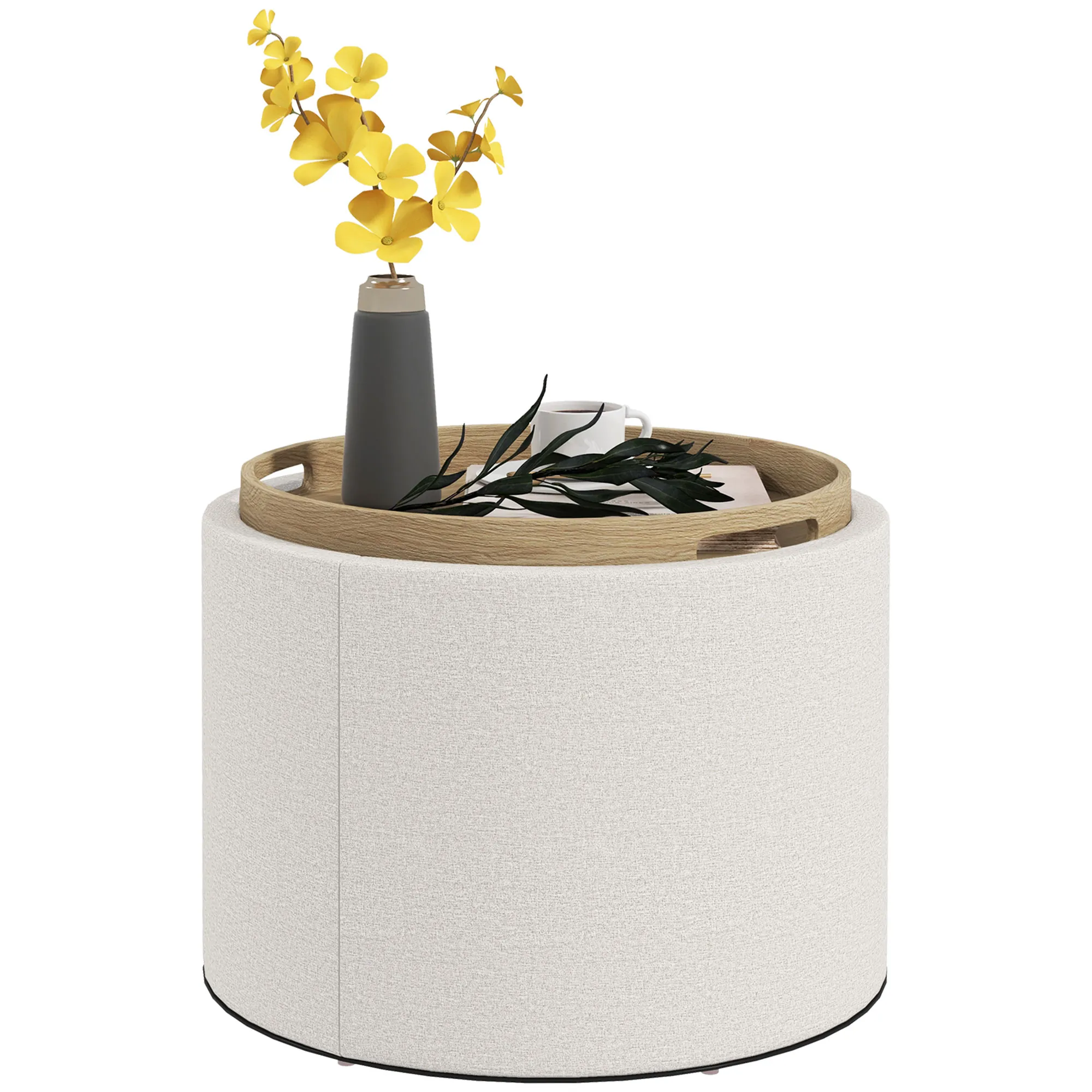 Hocker mit Stauraum 56B x 56T x 42H cm in Cremeweiß