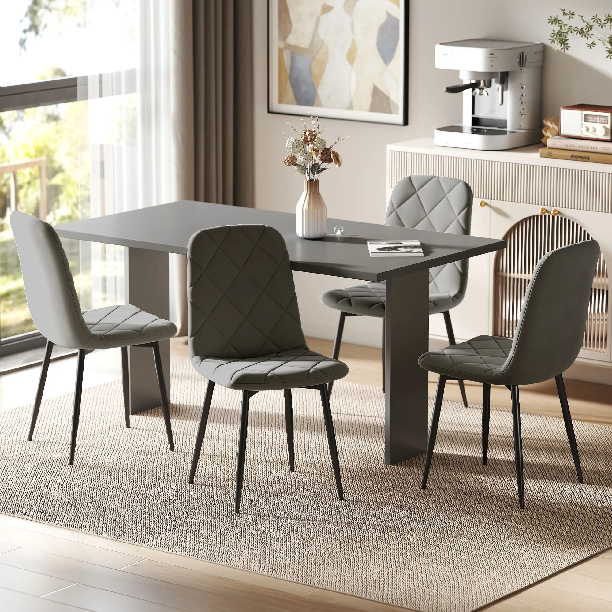 Esszimmerstuhl Set 4-teilig Grau 45B x 54T x 87H cm