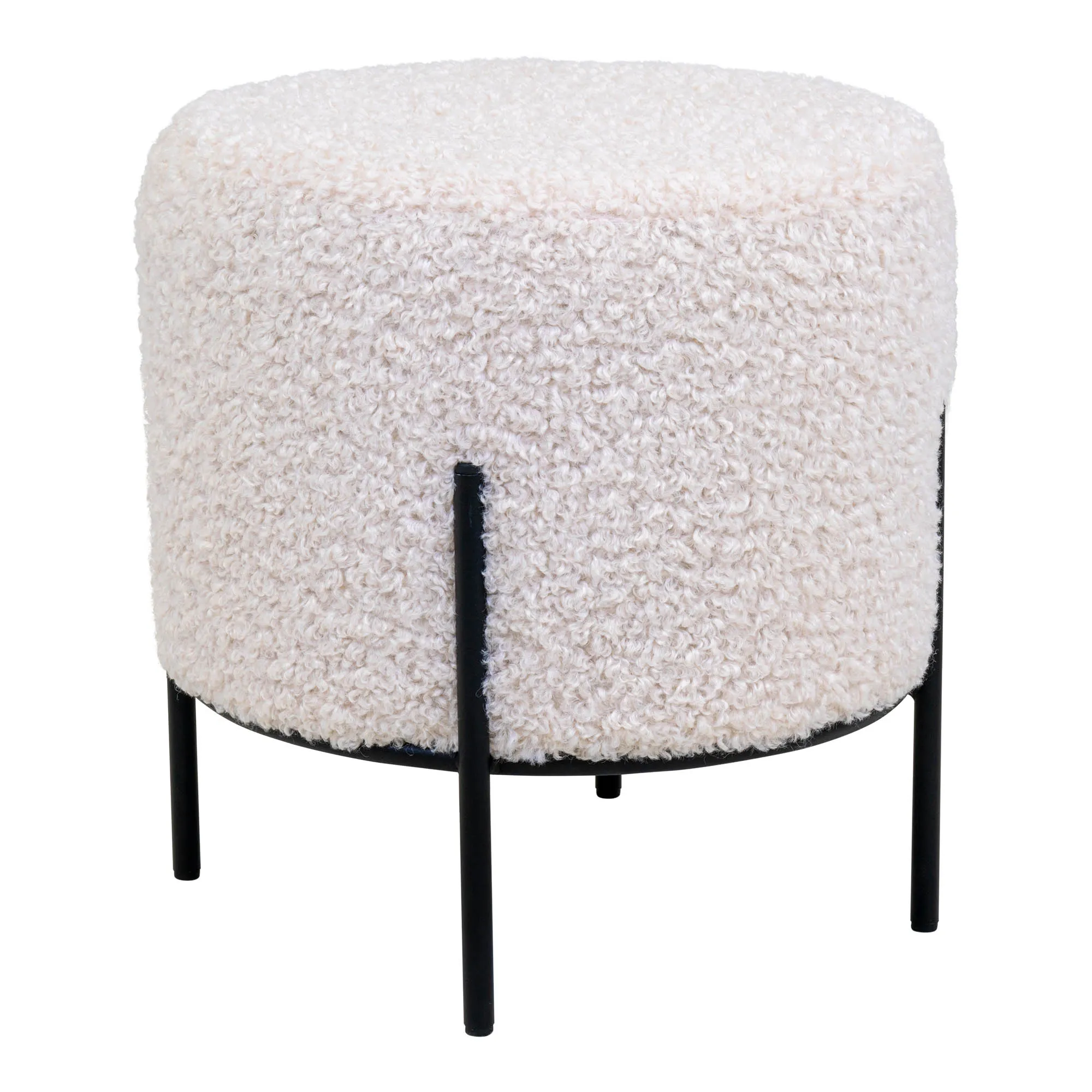 tinkaro Pouf Alford 100% Polyester, Kiefernholz, Stahl Weiß