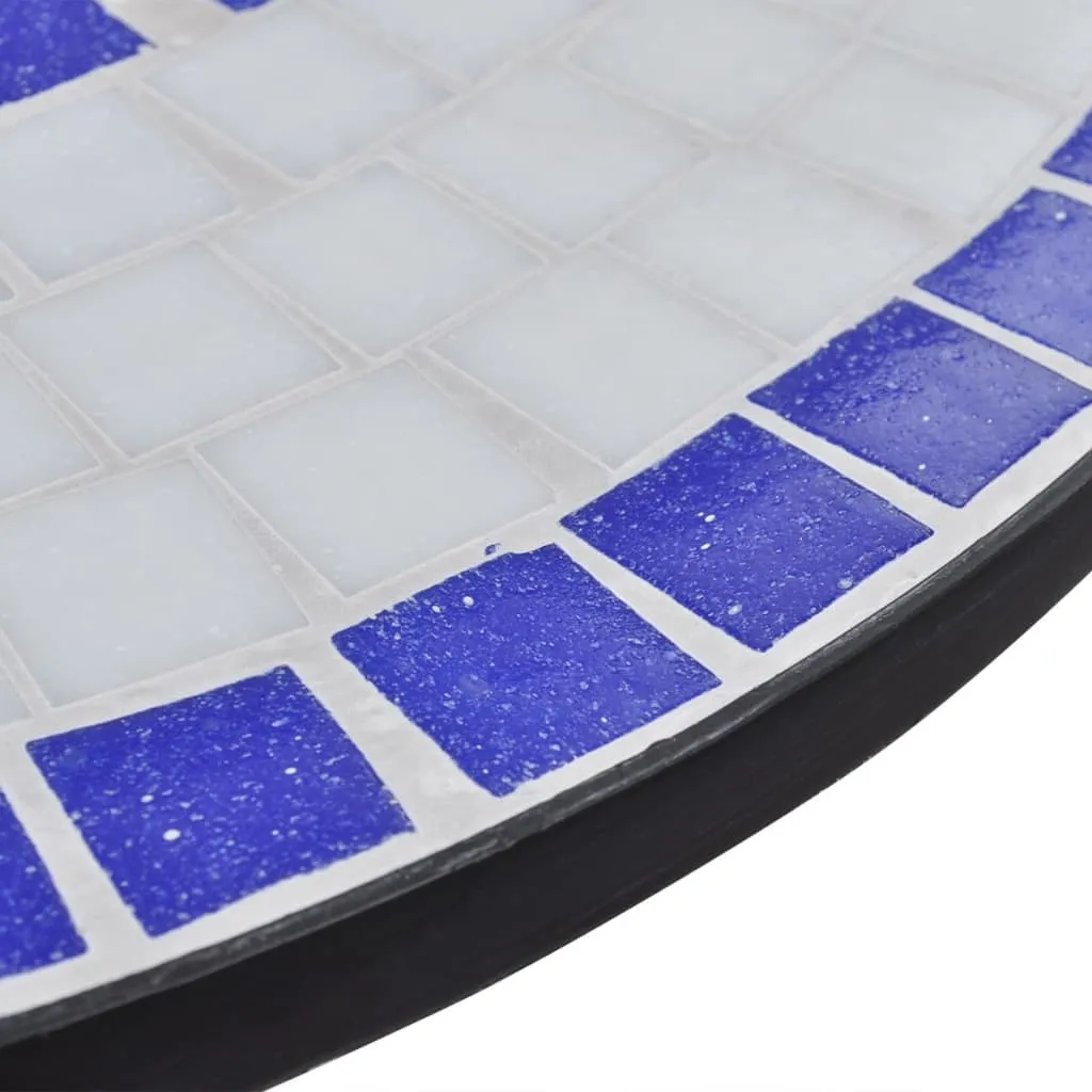 Mosaiktisch 60x70 cm Blau/Weiß mit pulverbeschichtetem Eisengestell