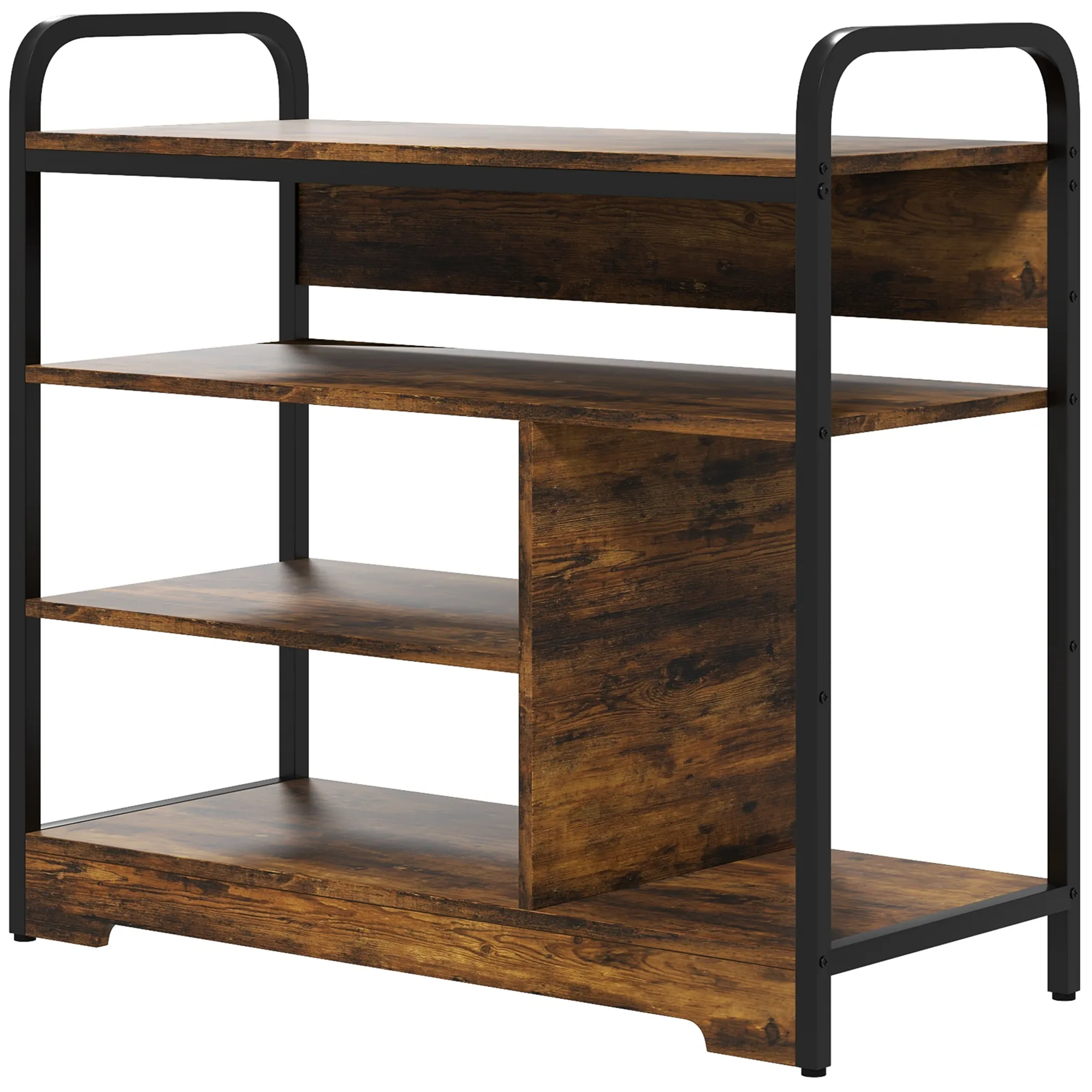 4-stufiges Schuhregal 70B x 30T x 65H cm Rustikal-Braun+Schwarz