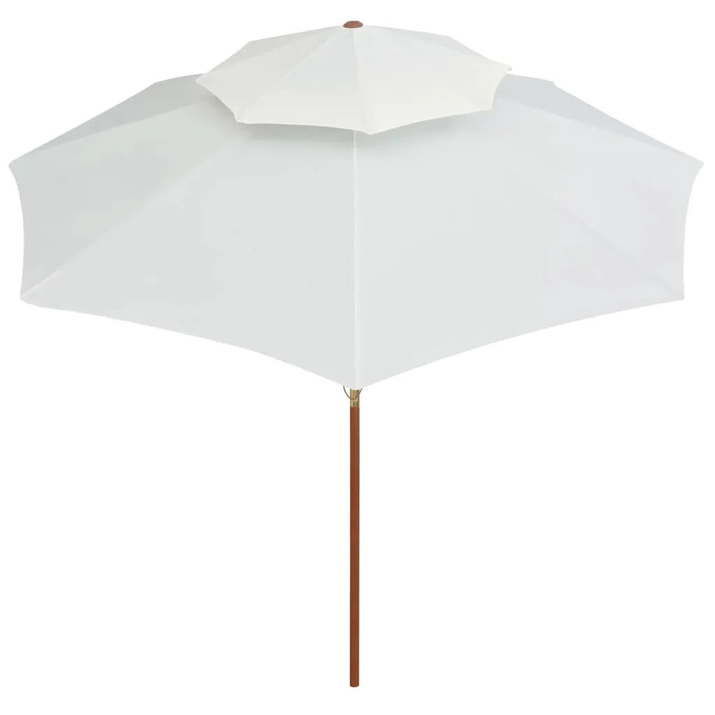Eleganter Sonnenschirm 270x270 cm Cremeweiß mit Naturholzgestell