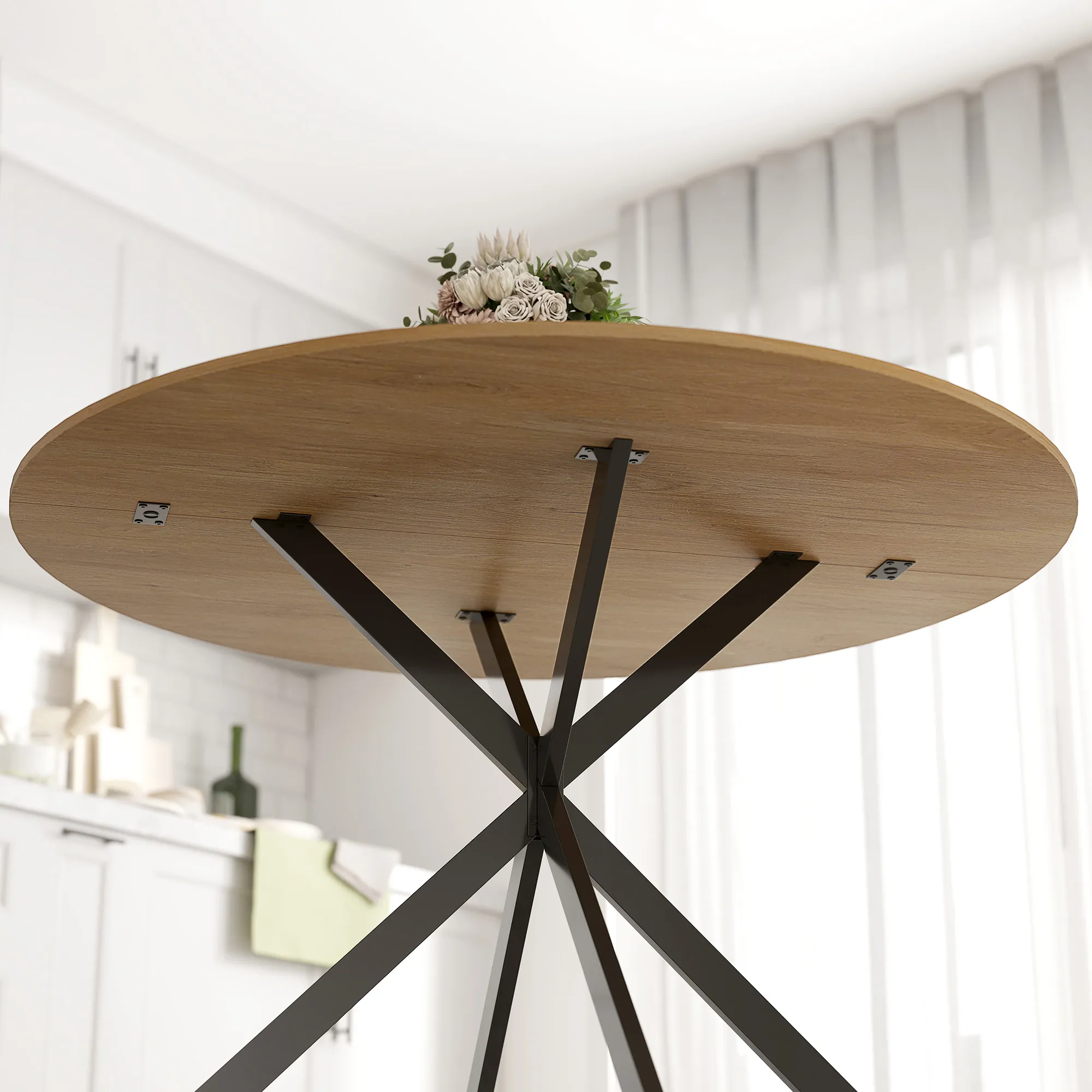 Runder Esstisch Ø120 cm in Holzoptik für 4 Personen