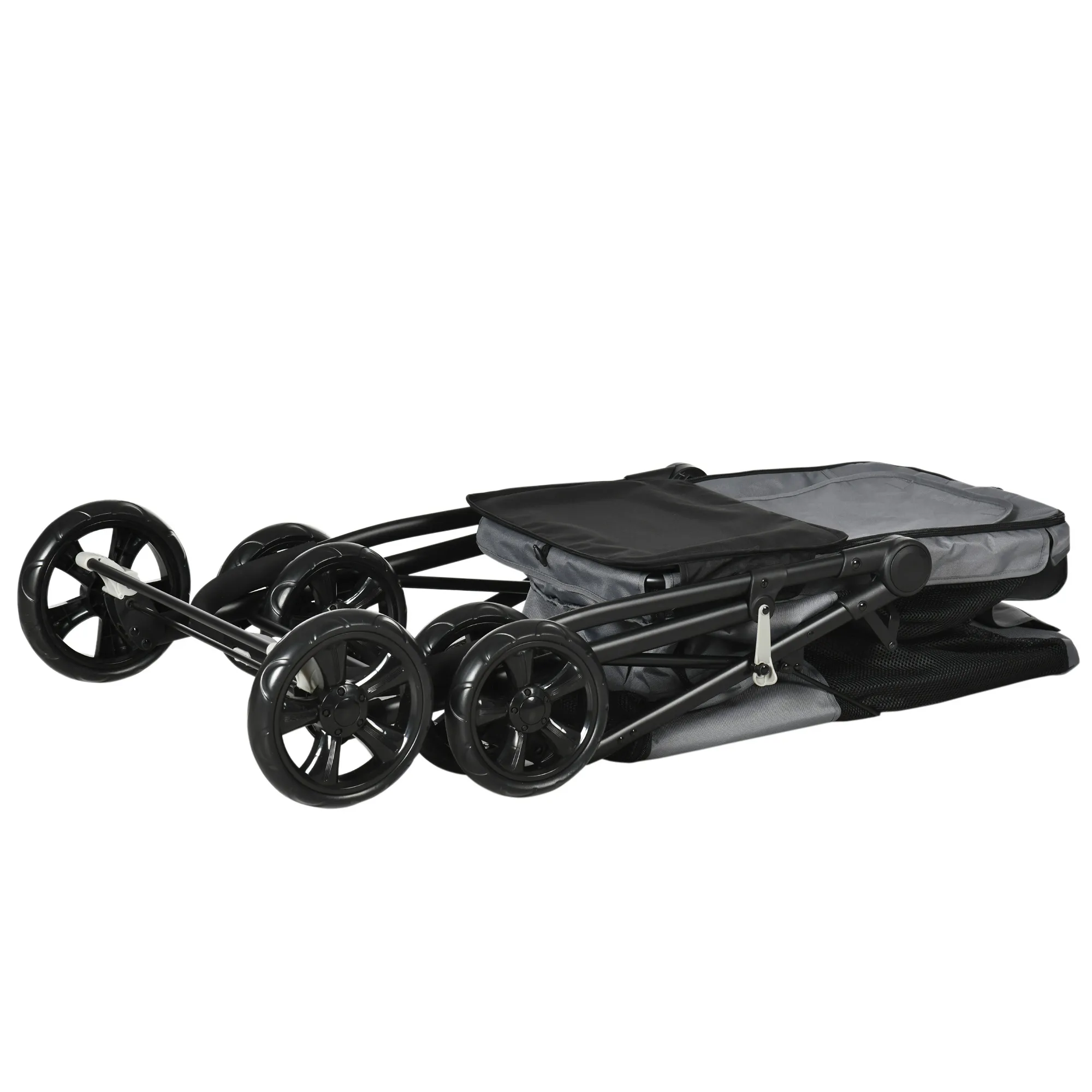 Hundewagen klappbar bis 20 kg mit 3 Taschen, Grau, 102x62x105 cm