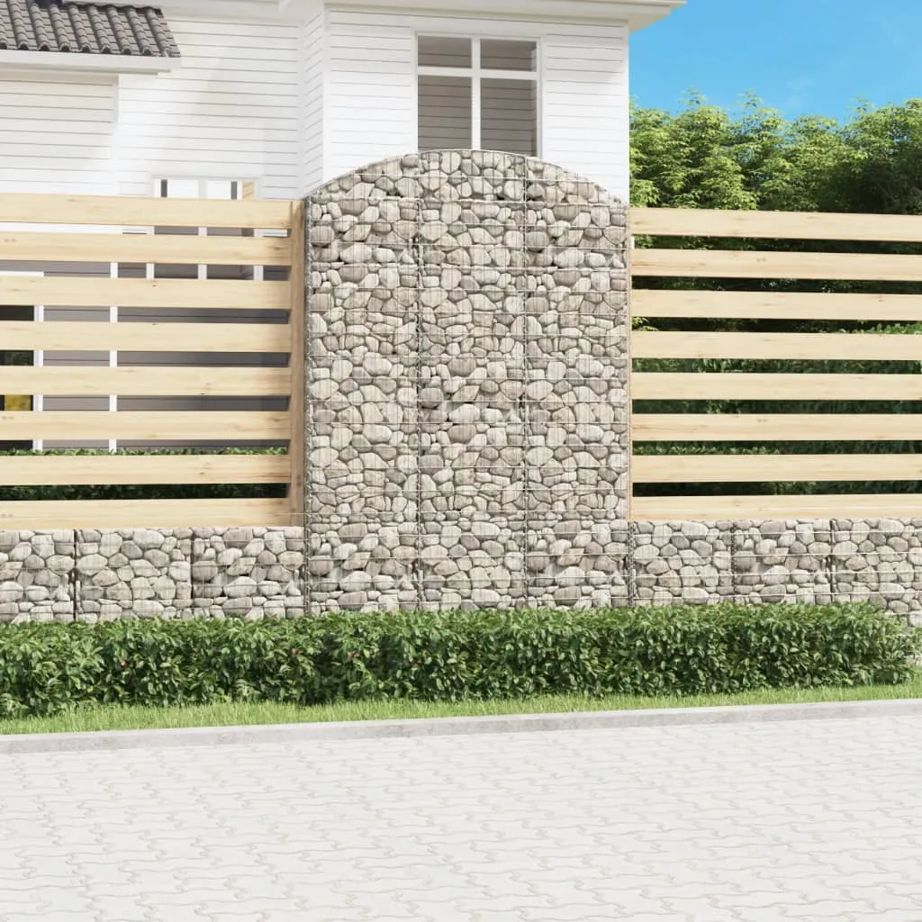 Gabionenwand Hochbogen 150x30x220/240 cm Silber Verzinktes Eisen