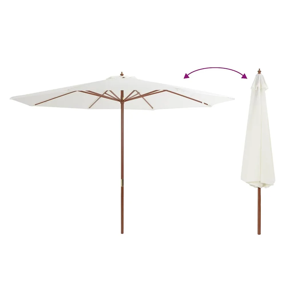 Sonnenschirm Sandweiß 350 x 240 cm mit Massivholz- und Bambusgestell