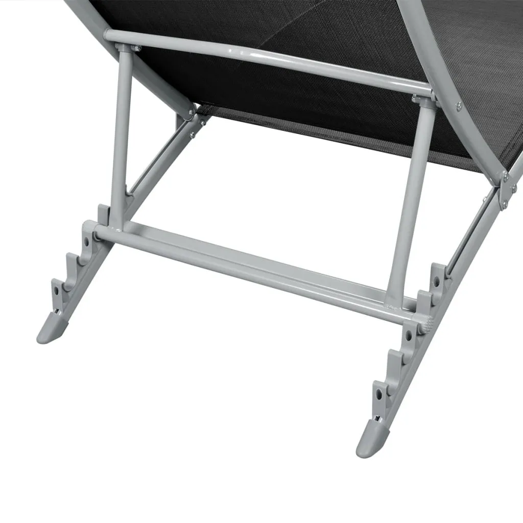 Sonnenliege Schwarz, (142-162) x 55 x (73-102) cm, Stahlgestell
