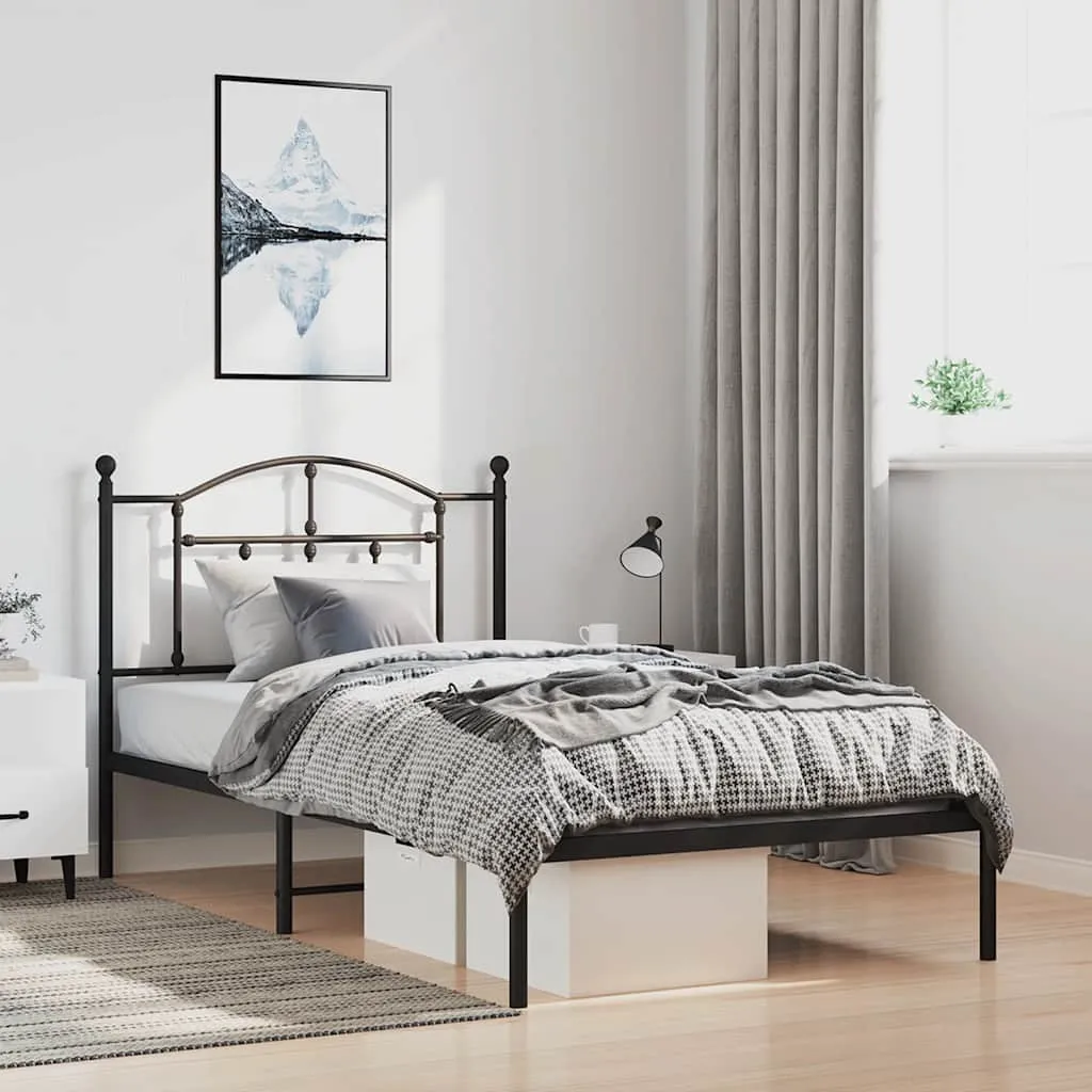 Bettgestell mit Kopfteil Metall Schwarz 100x190 cm