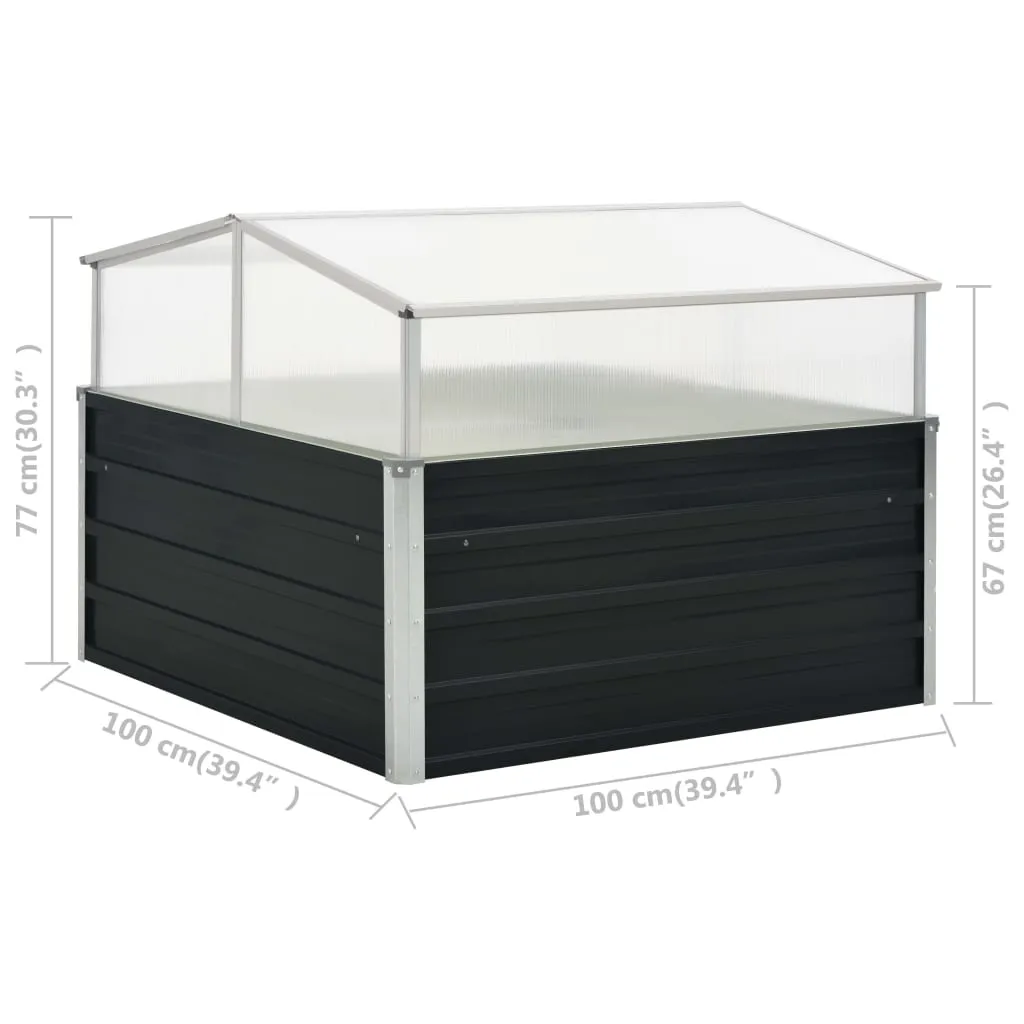 Gartenhaus Gewächshaus 100x100x77 cm Anthrazit mit Aluminium- und Stahlrahmen