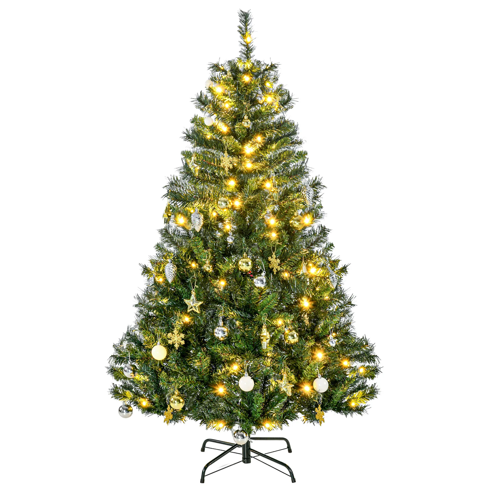 Künstlicher Weihnachtsbaum mit LED-Lichterkette, 150 cm, Grün