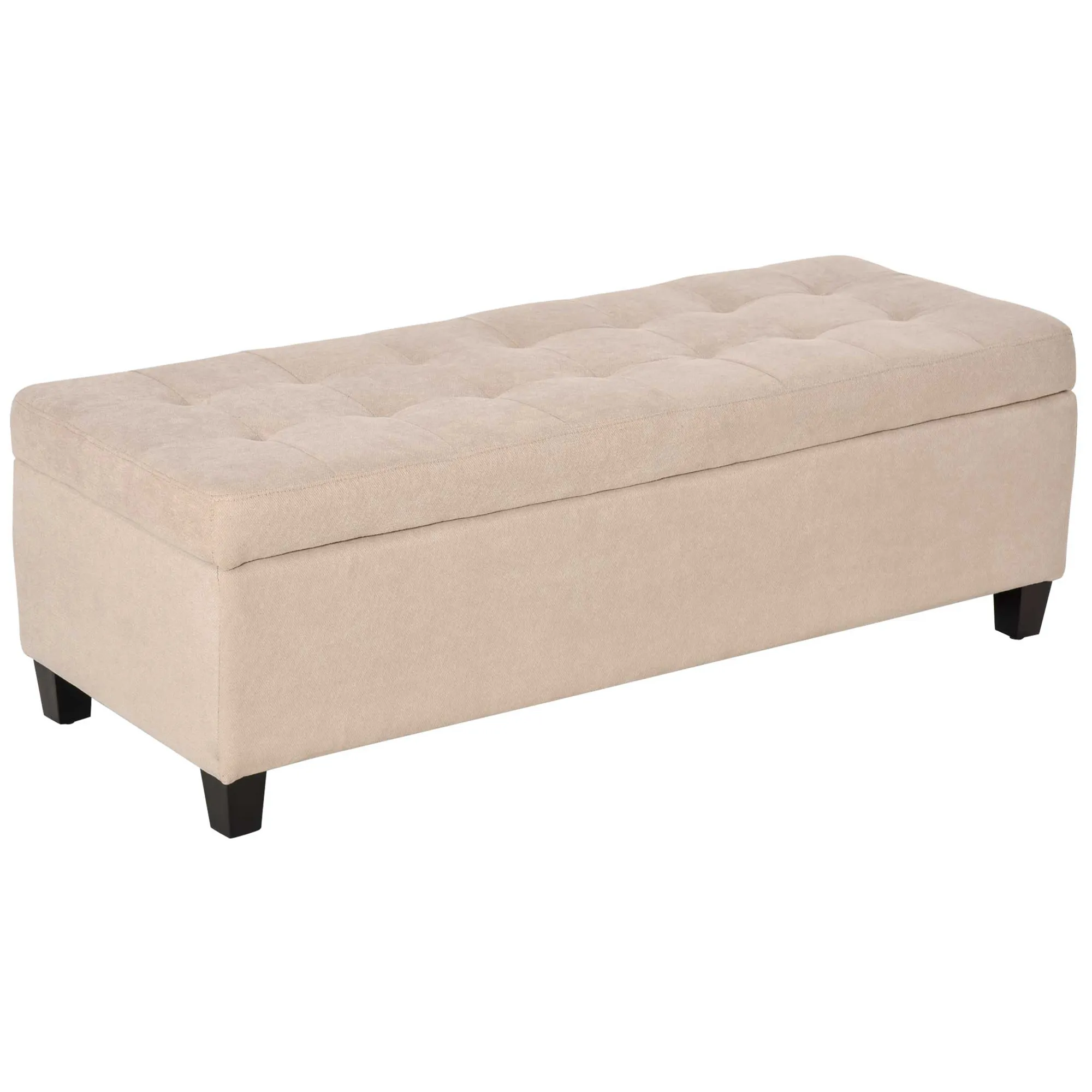 Polsterbank mit Stauraum, Knopfheftung, bis 120 kg, 125 x 49 x 41,5 cm, Beige