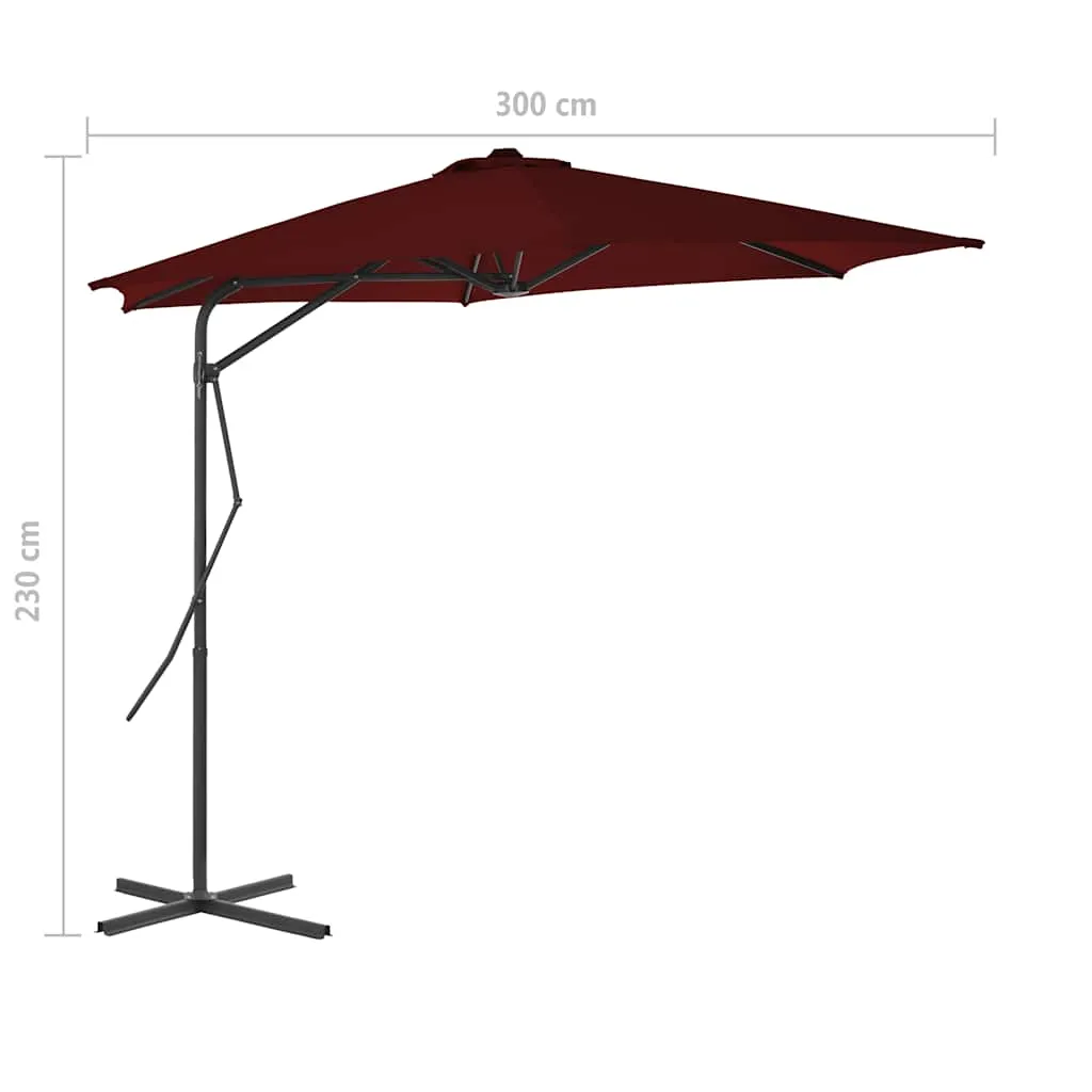 Eleganter Gartenschirm 300 x 230 cm in Bordeauxrot