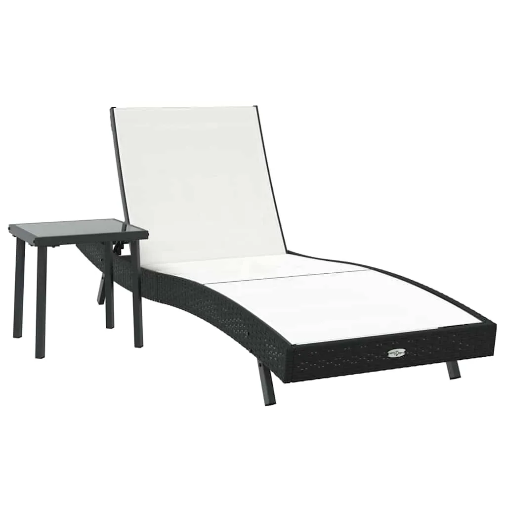 Sonnenliege mit Tisch 197x70x82 cm Schwarz und Weiß