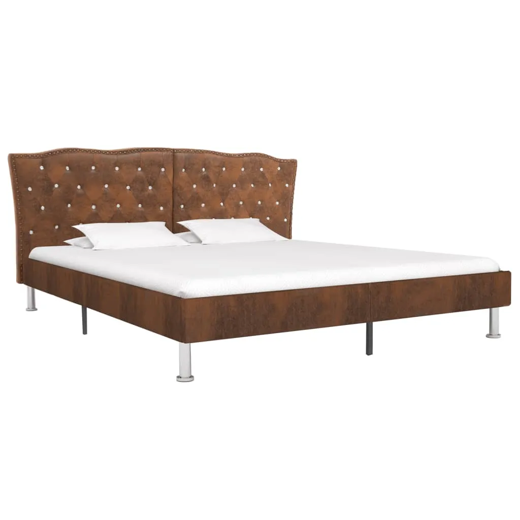 Bettgestell Braun Wildleder-Optik 180x200 cm