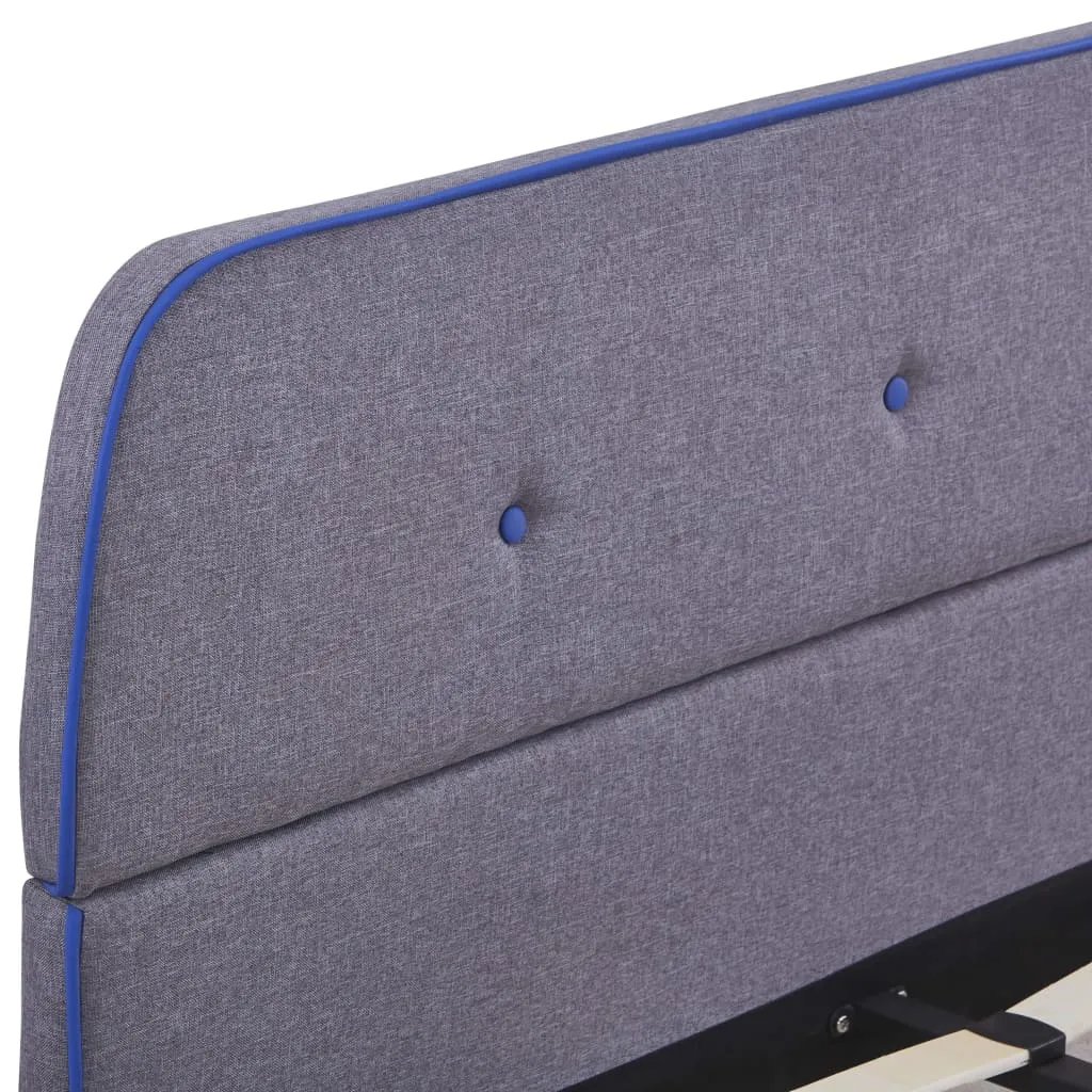 Eleganter Bettrahmen Hellgrau 208x146x81 cm aus Massivholz und Eisen