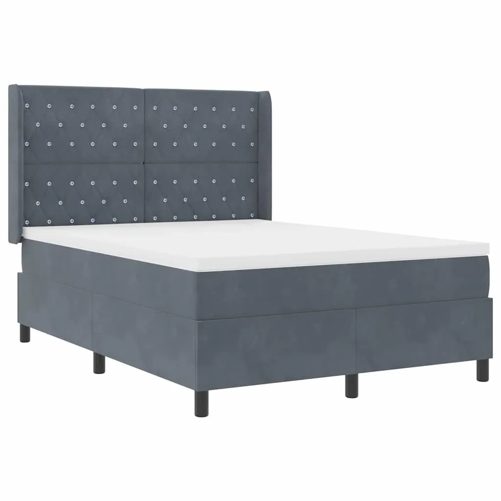 Boxspringbett mit LED-Beleuchtung, Samt, 140x200 cm, Dunkelgrau