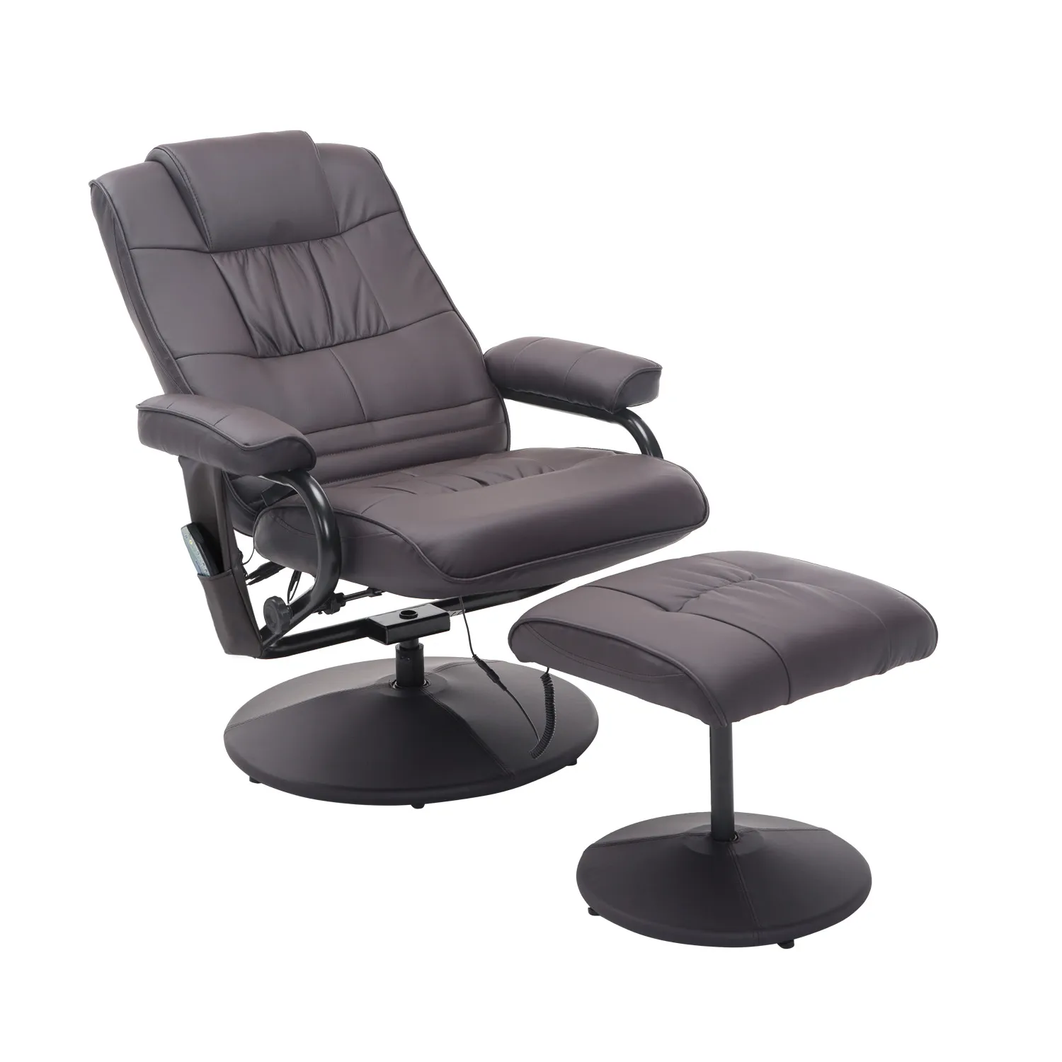 Massagesessel Relaxsessel, inkl. Fußhocker, 10 Vibrationspunkte, 1 Fernbedienung  77 cm x 84 cm x 95 cm, Braun