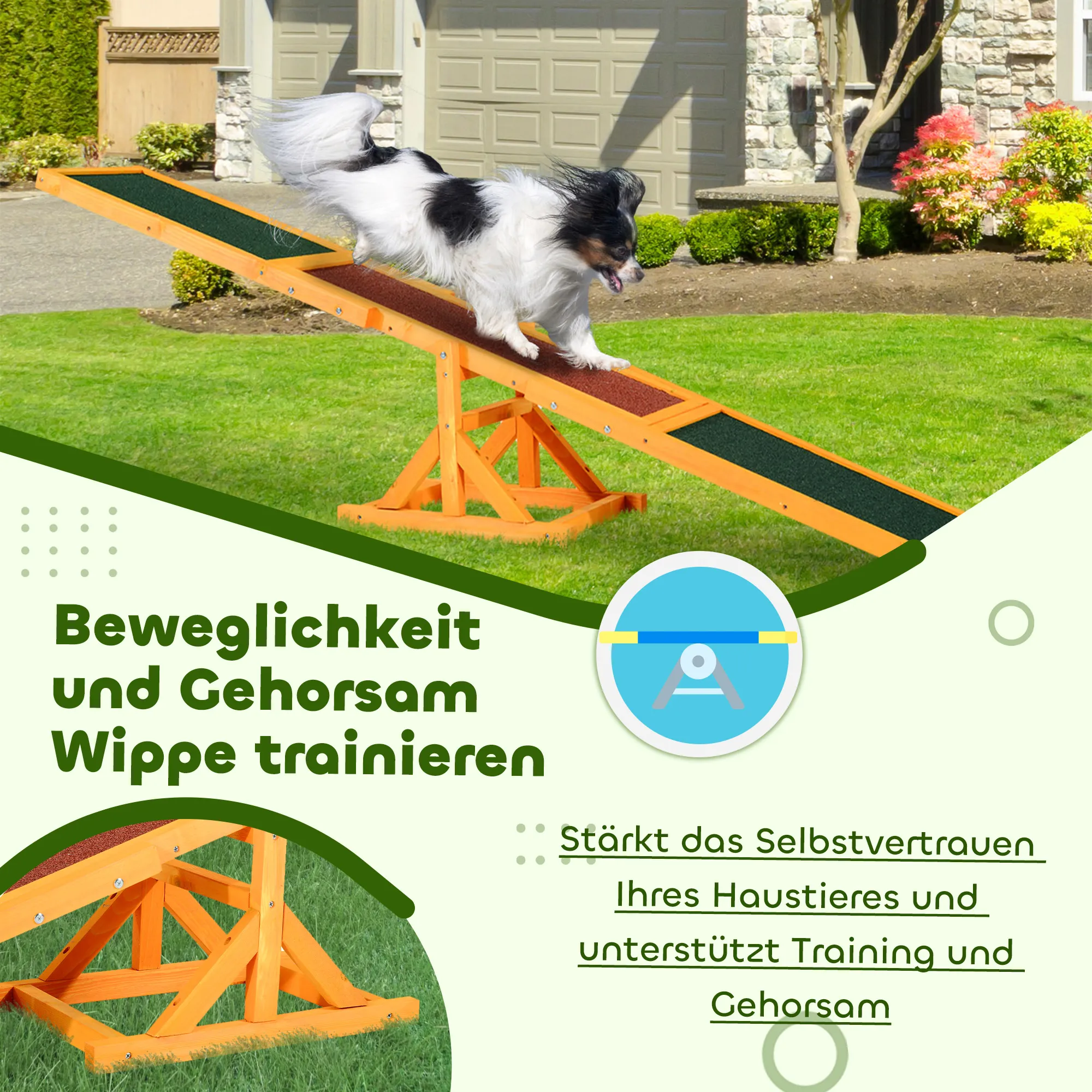 Hundewippe für Agility Training aus Tannenholz, 180 x 30 cm